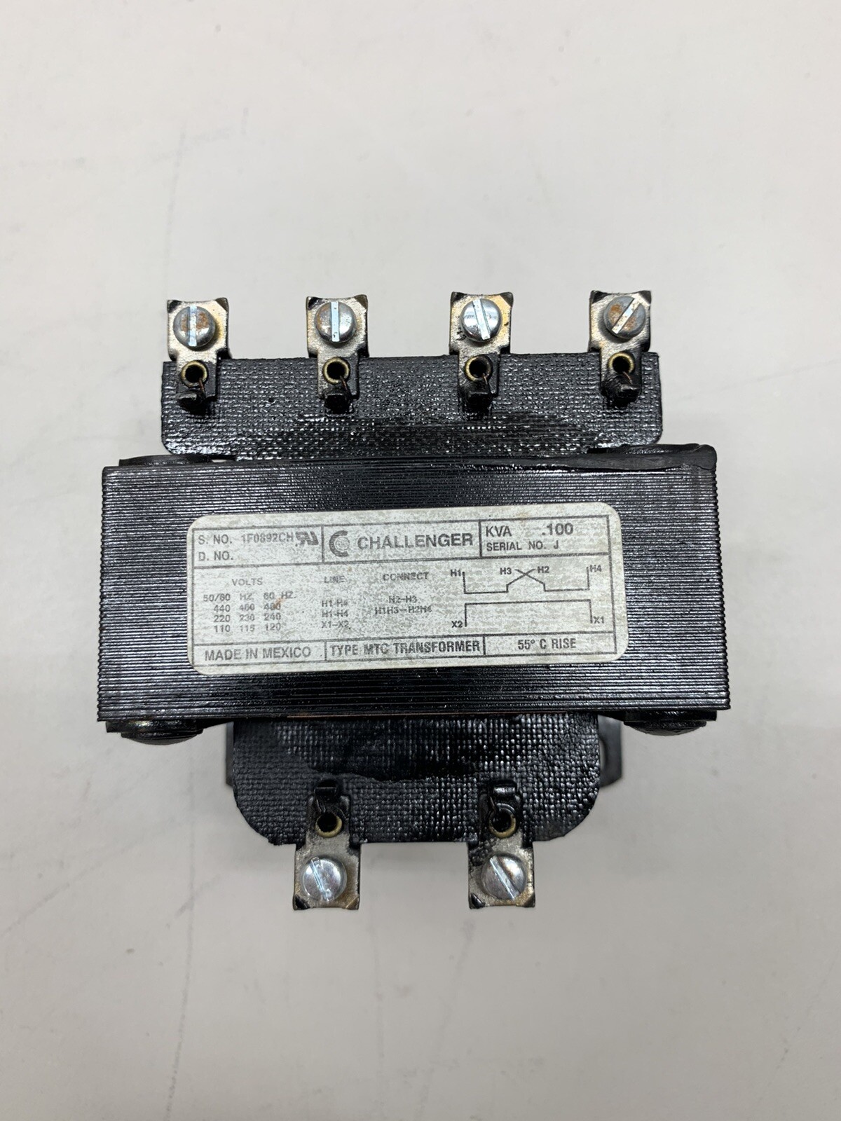 Challenger Mtc Transformer Kva .100 No 1f0892ch 115 Volt 1 Phase NOS