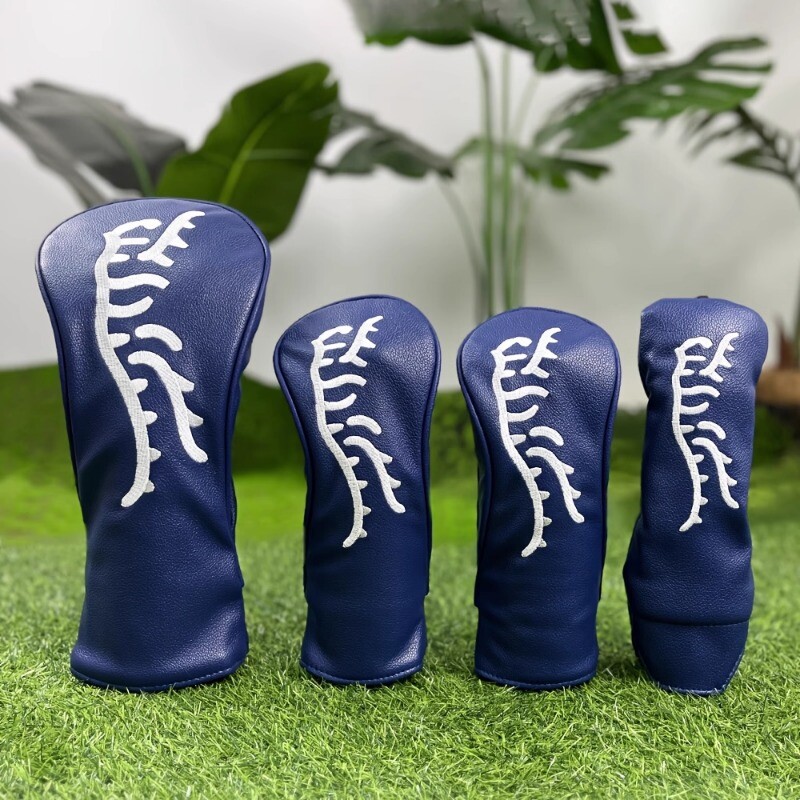 Tiger Golf Wood Head Cover Headcover PU Driver Fairway Hybrid Club Cove Blue/Red