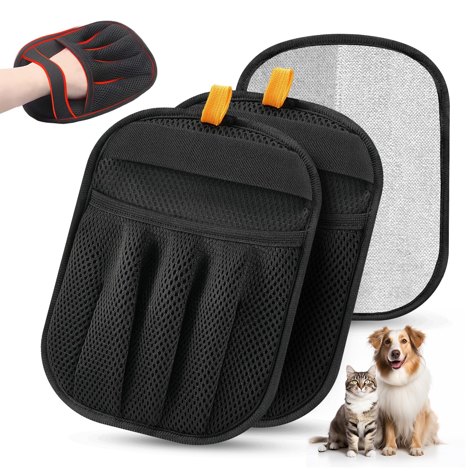 Pet Hair Removal Gloves for Cats  Dogs - Reusable Five-Finger Tool, 2 Pcs