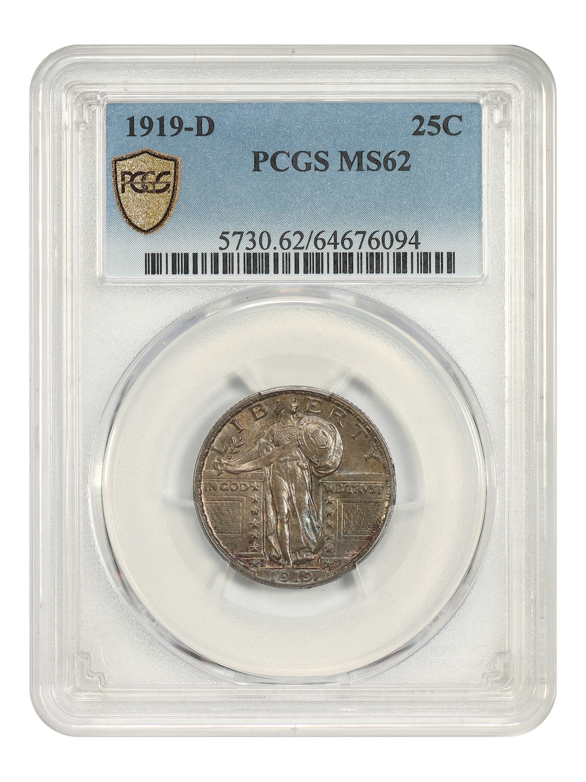 1919-D 25C PCGS MS62 - Standing Liberty Quarter - Very Popular Key Date