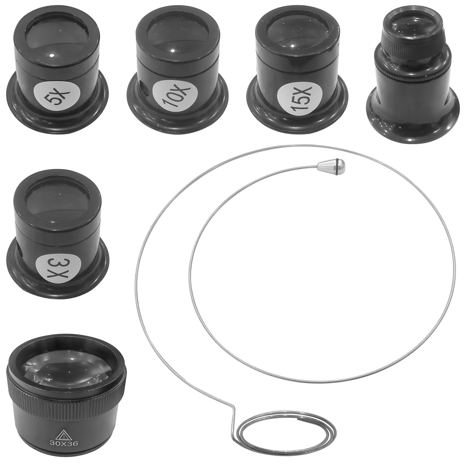 6 Pcs Jewelers Loupe with Holder, Monocular Magnifier Magnifying Glass Eye Lo...