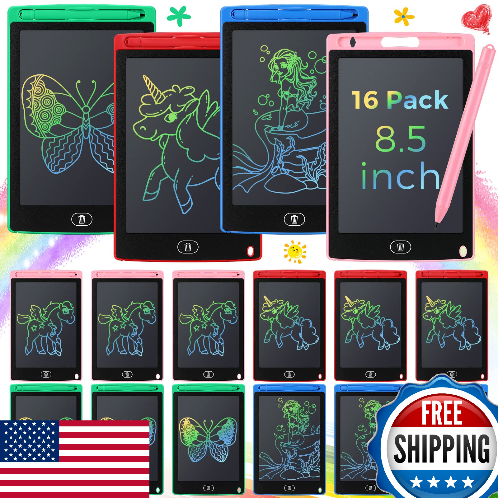 Epakh 16x 8.5" LCD Writing Tablet Kids Doodle Board Reusable Drawing Pad Gift