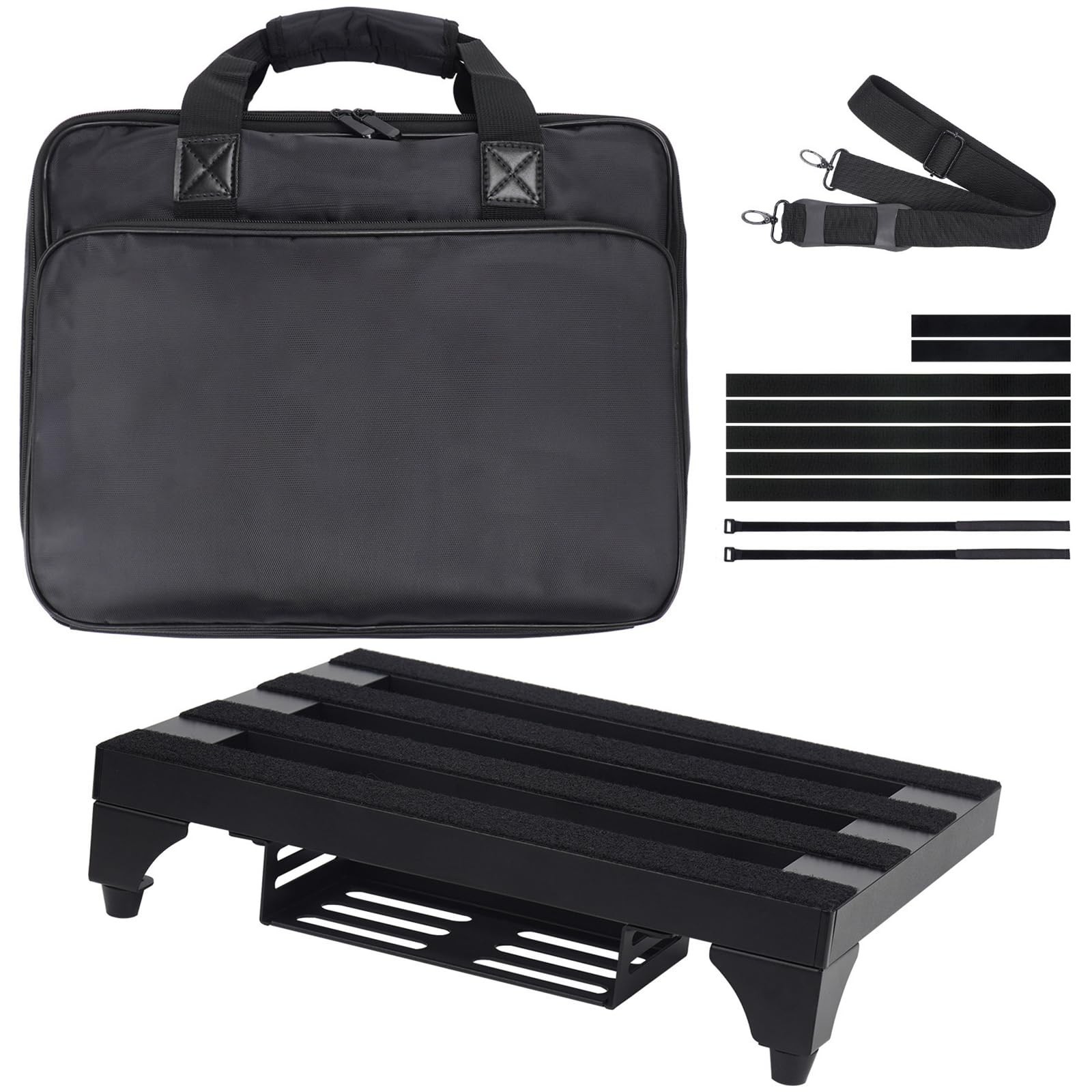 14" x 10.6" Aluminum Alloy Guitar Pedal Board with Power Supply Tray, Carry B...