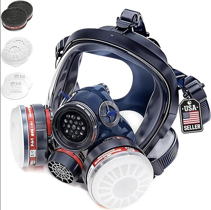 New Full Face Organic Vapor Respirator – Anti-Fog Lens w/ 2 Filter Cartridges