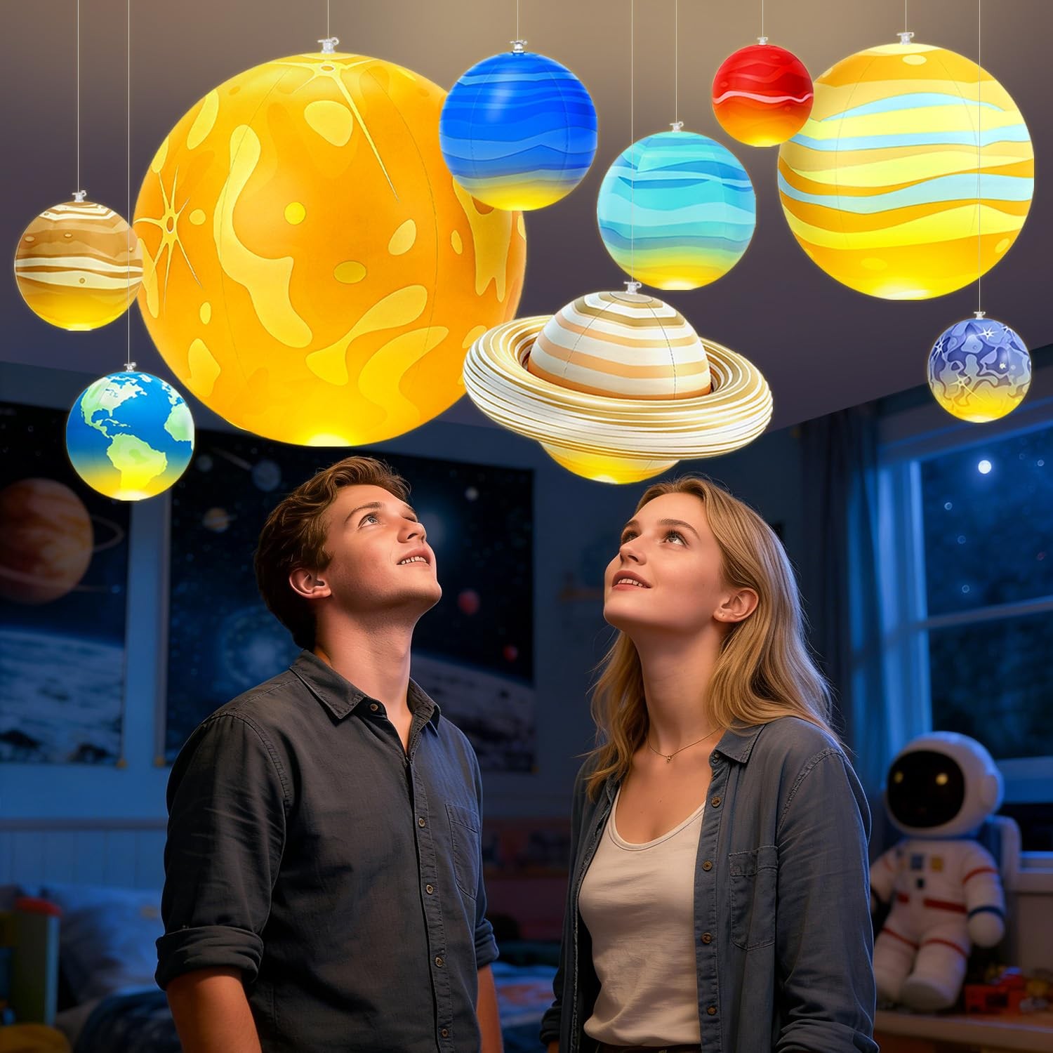 OMKSIH Inflatable Solar System Planets with Lights, 2026 Upgraded Inflatable ...