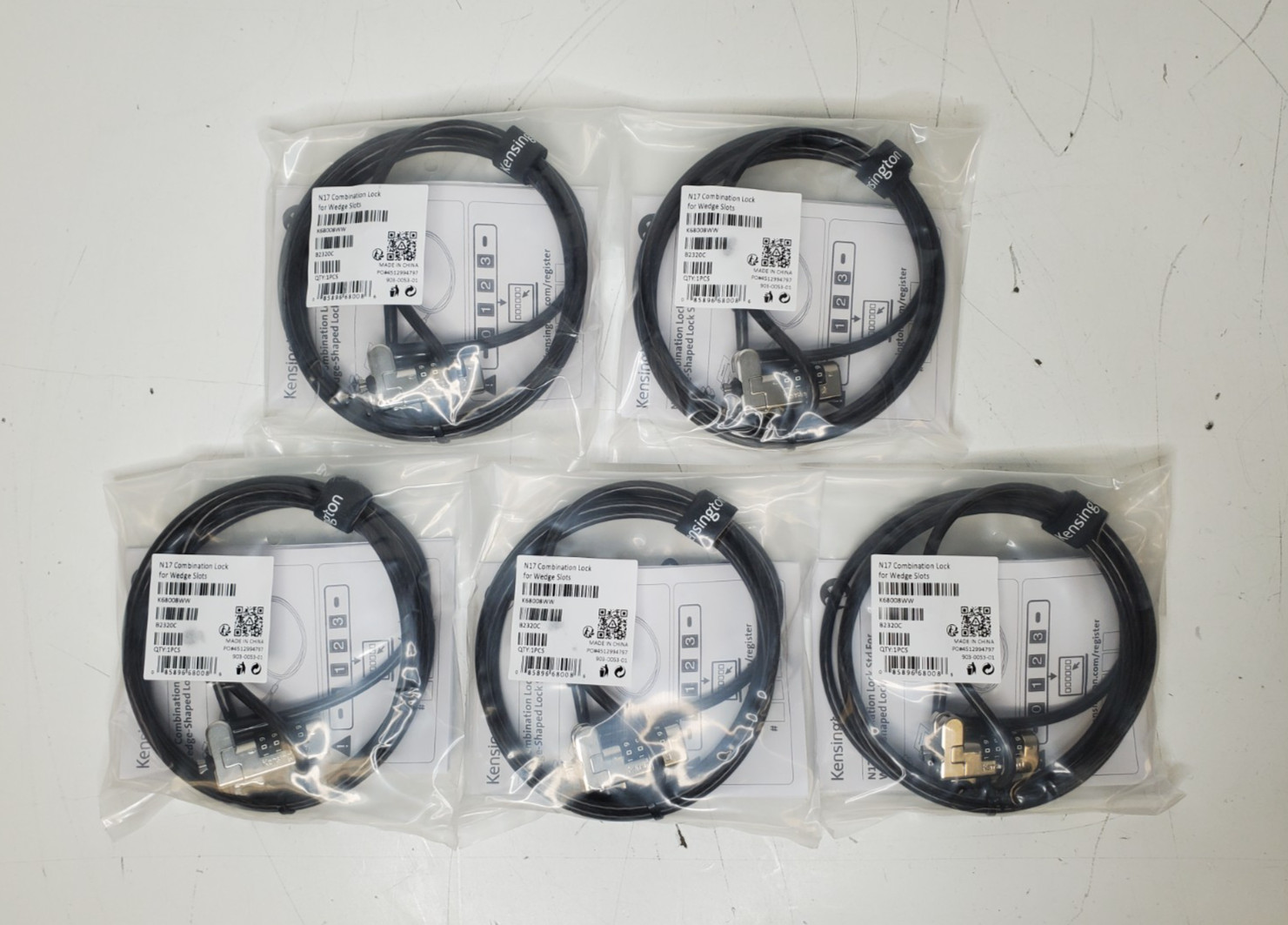 5x New/Sealed Kensington N17 Combination Lock for Wedge Slots (K68008WW)