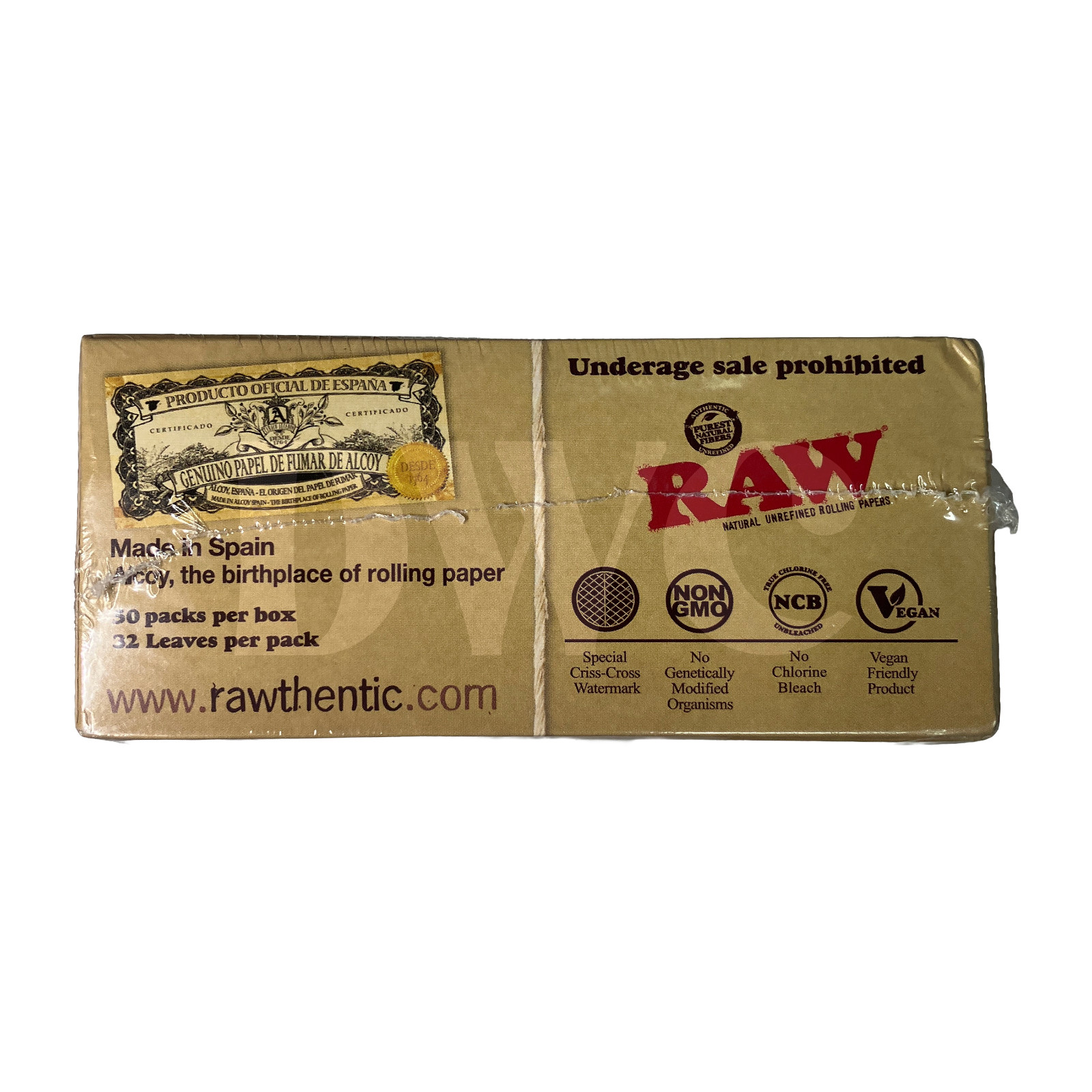 Raw Classic King Size Slim Rolling Paper Full Box 50 pack, 32 Per Pack