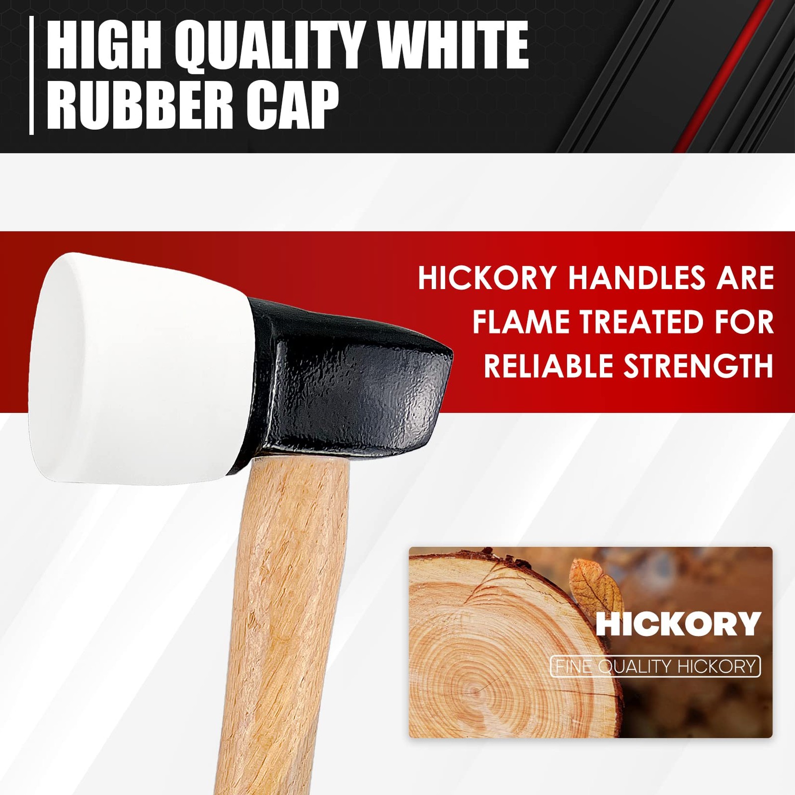 White Rubber Flooring Mallet with Replaceable Head,Non-Marring Head, Wood Han...