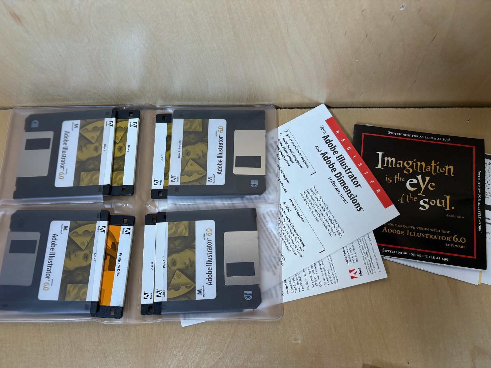Adobe Illustrator 6.0 Macintosh Mac 3.5 Floppy Disk Set 1-7 Untested