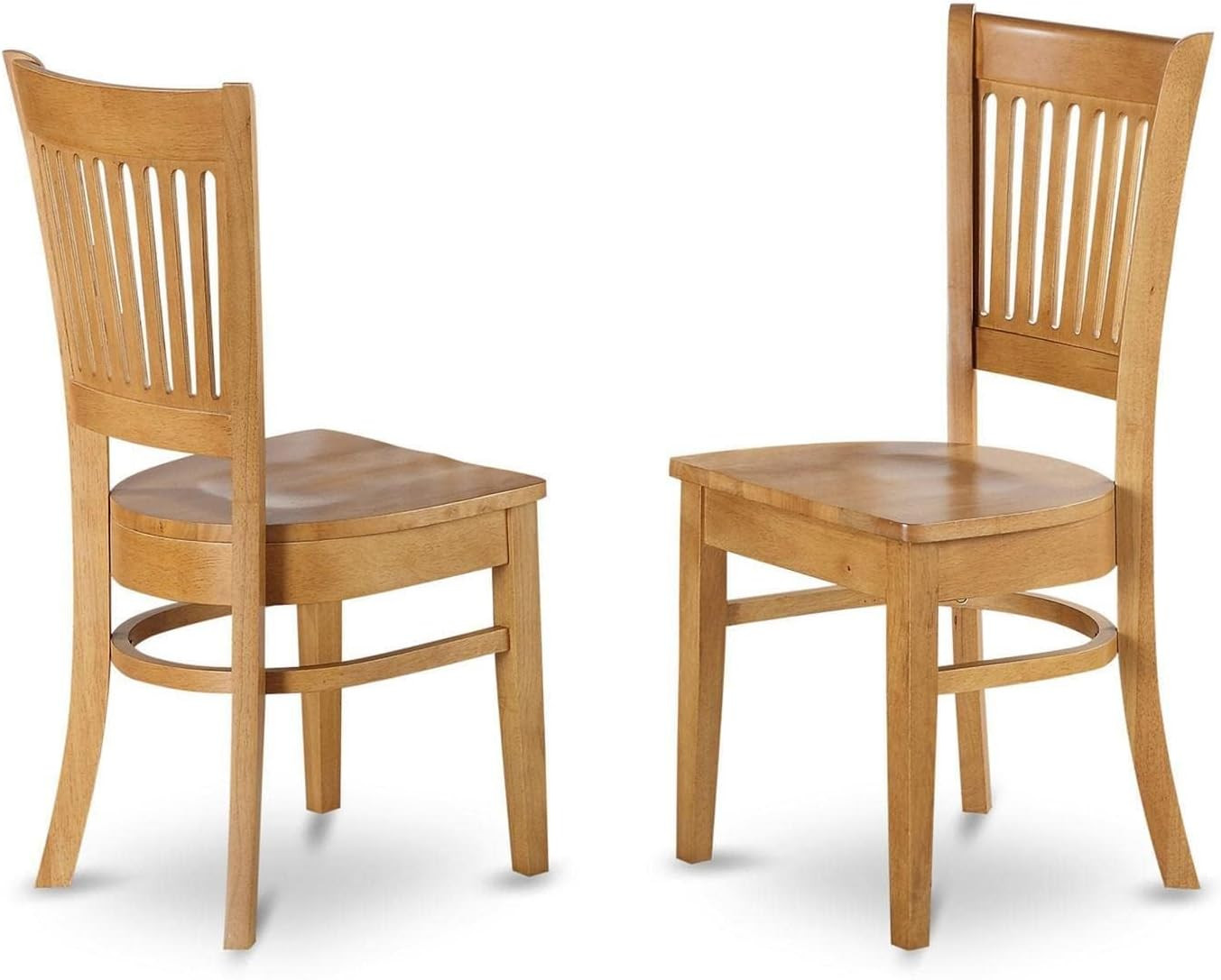VAC-OAK-W Vancouver Kitchen Dining Chairs - Slat Back Wooden Seat Chairs, Set of
