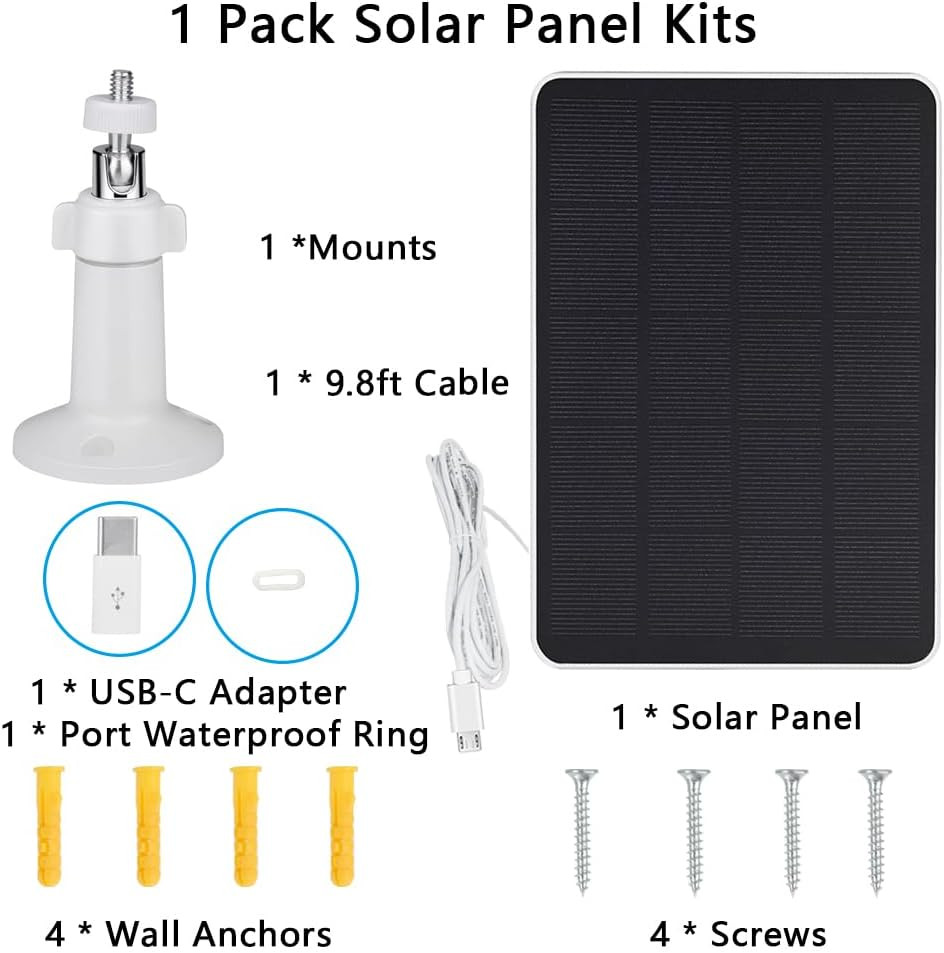 Solar Panel Compatible with Simplisafe Outdoor Camera Series 2 Wireless, 4W 5V