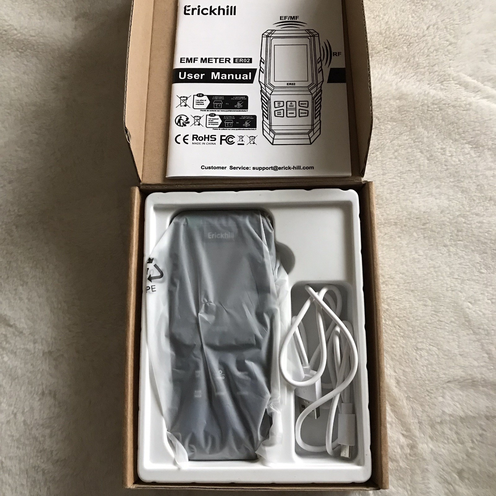 ERICKHILL ER02 EMF Meter Electromagnetic Field Radiation EF RF MF Detector Tool