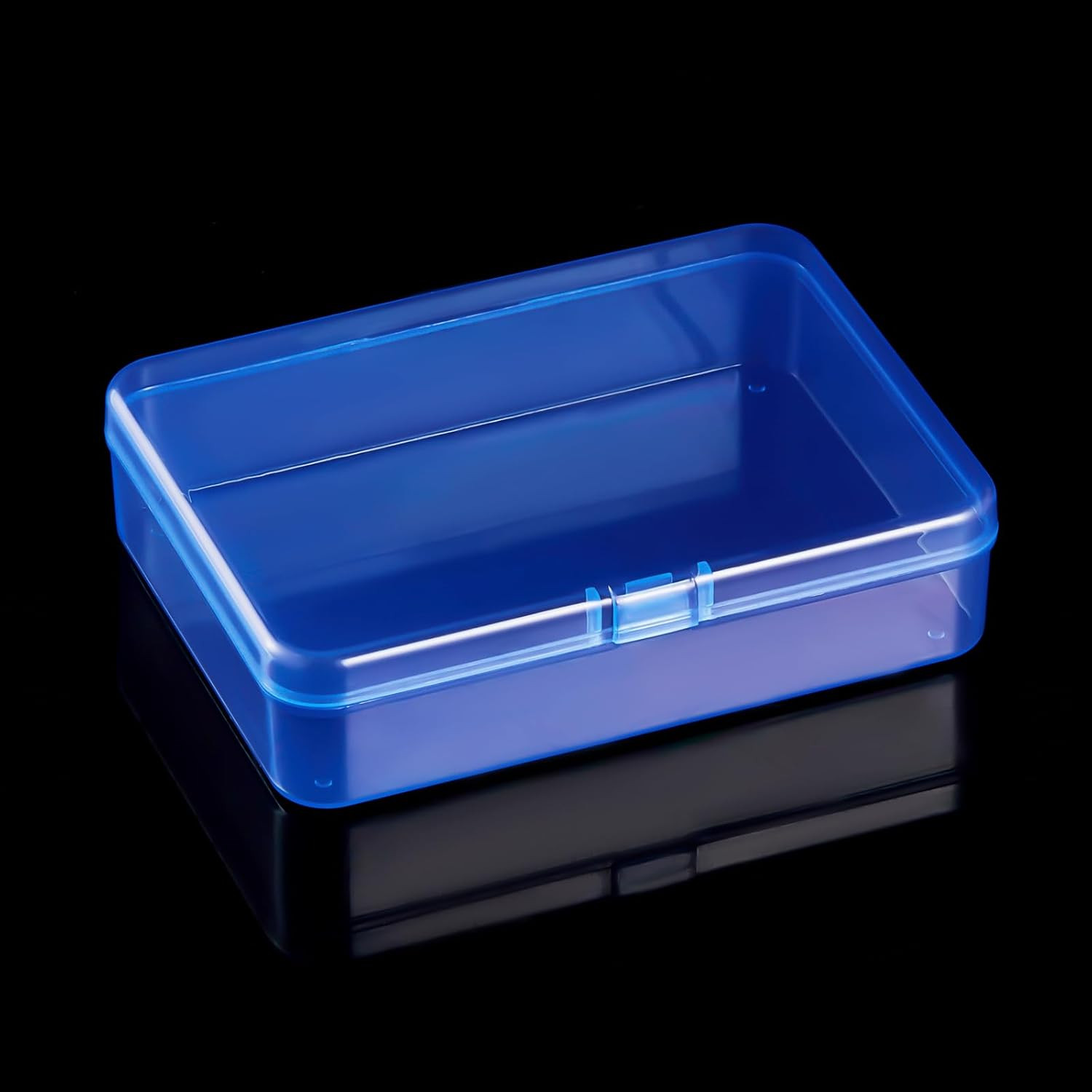 8 Pieces Rectangular Plastic Storage Boxes, Blue, 4.5X3.3X1.1 Inch | Hinged Lids