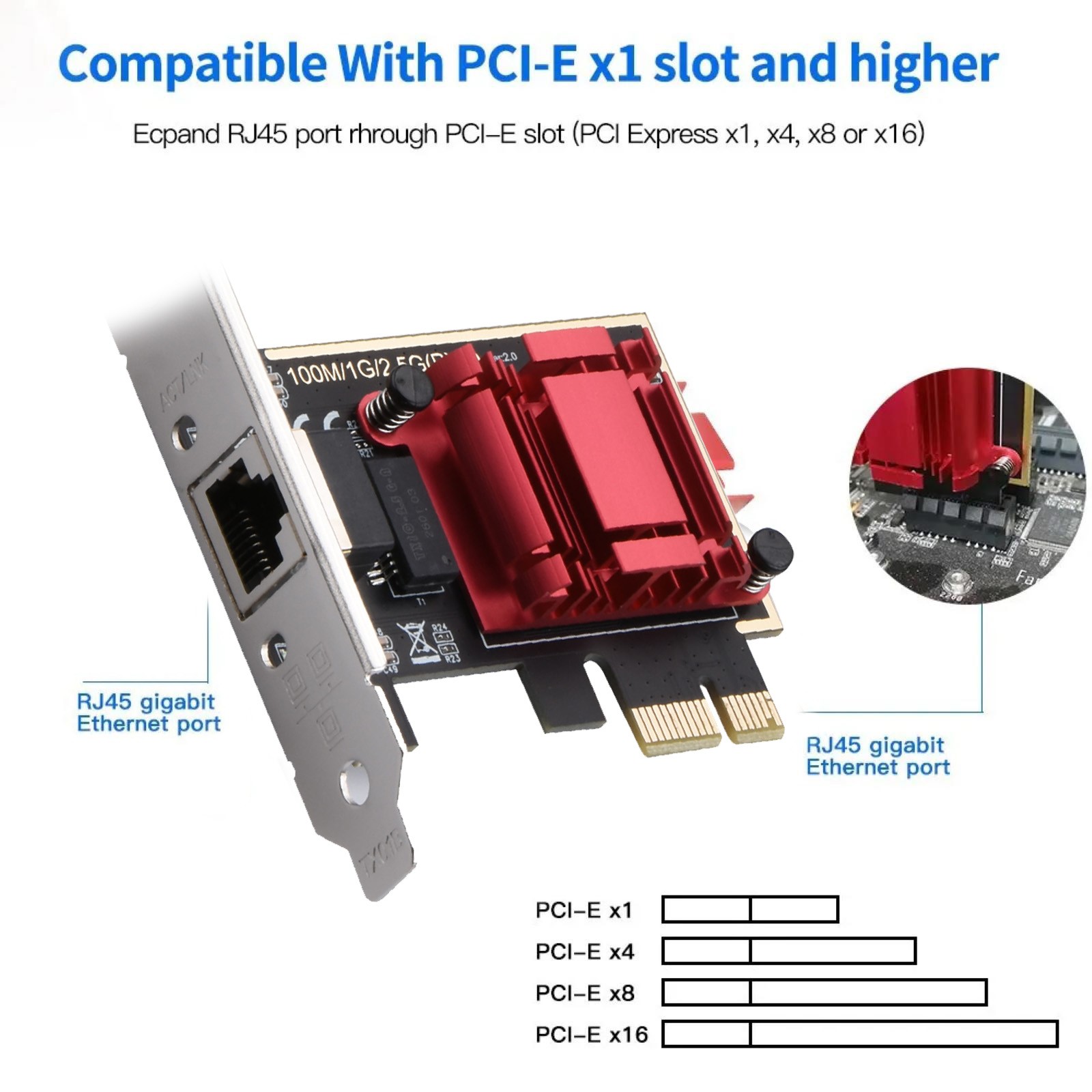 Network Adapter Card 2.5G PCI-E To RJ45 RTL8125 Computer Modification Accessory