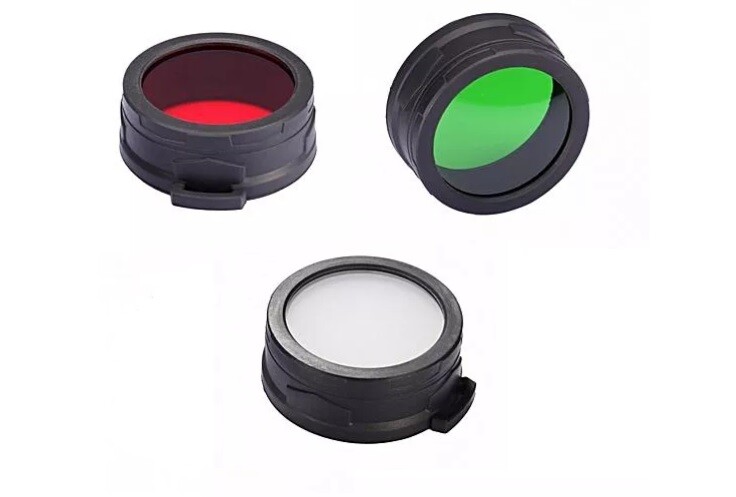 Nitecore Red, Green, and White Filters for 60 mm flashlights