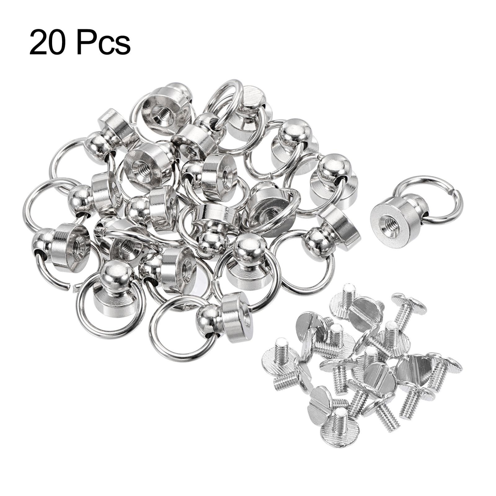 9x9.3mm Pull Ring Rivets Studs Round Head for DIY Brass Silver Tone 20pcs