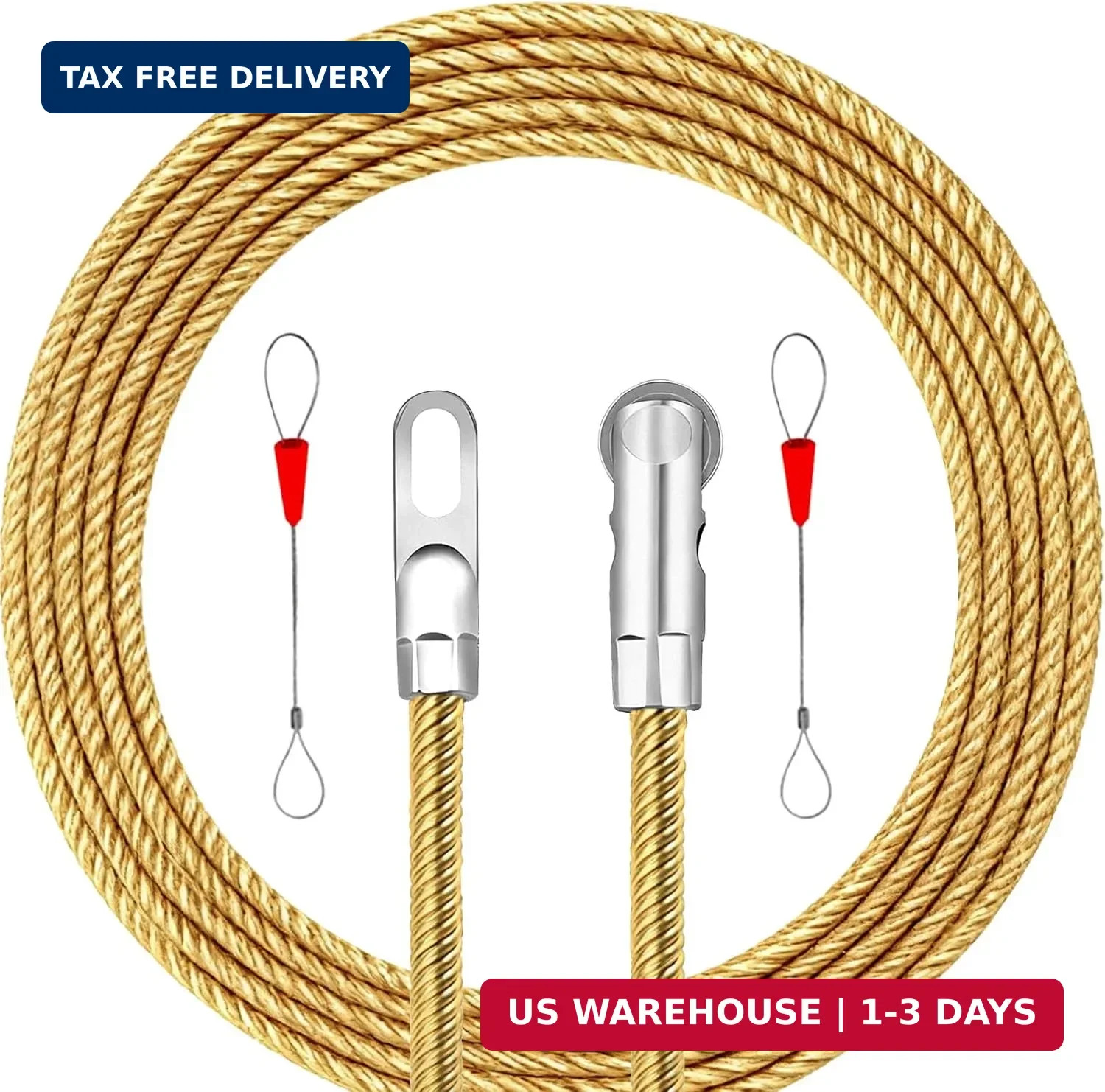 18ft Roller Fish Tape Cable Puller Kit with 2 Fish Tape Fastener,Electrical Wire