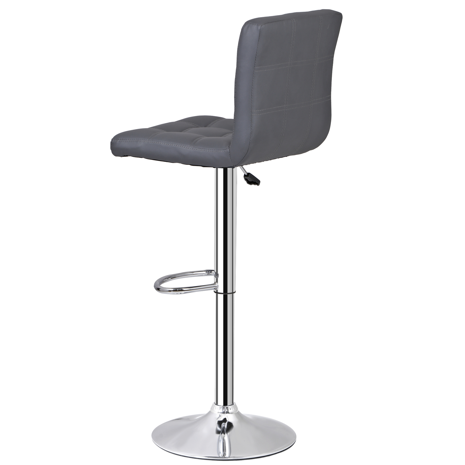 Set of 2 Adjustable Bar Stools PU Leather Modern Dinning Chair Metal w/Back Gray
