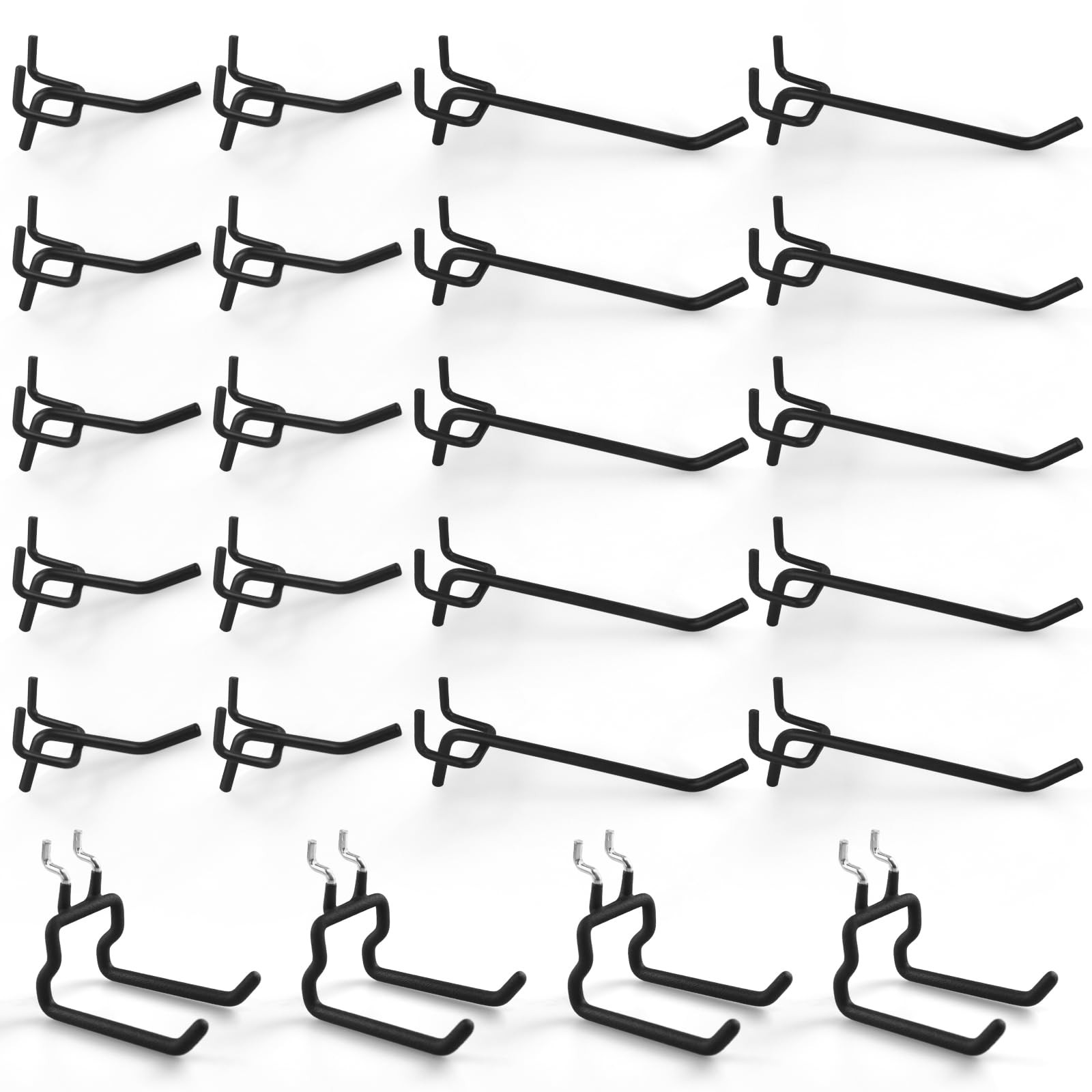 G.CORE 24-Pack Pegboard Hooks, 2" 4" Peg Board Tool Utility Hangers Fit Black