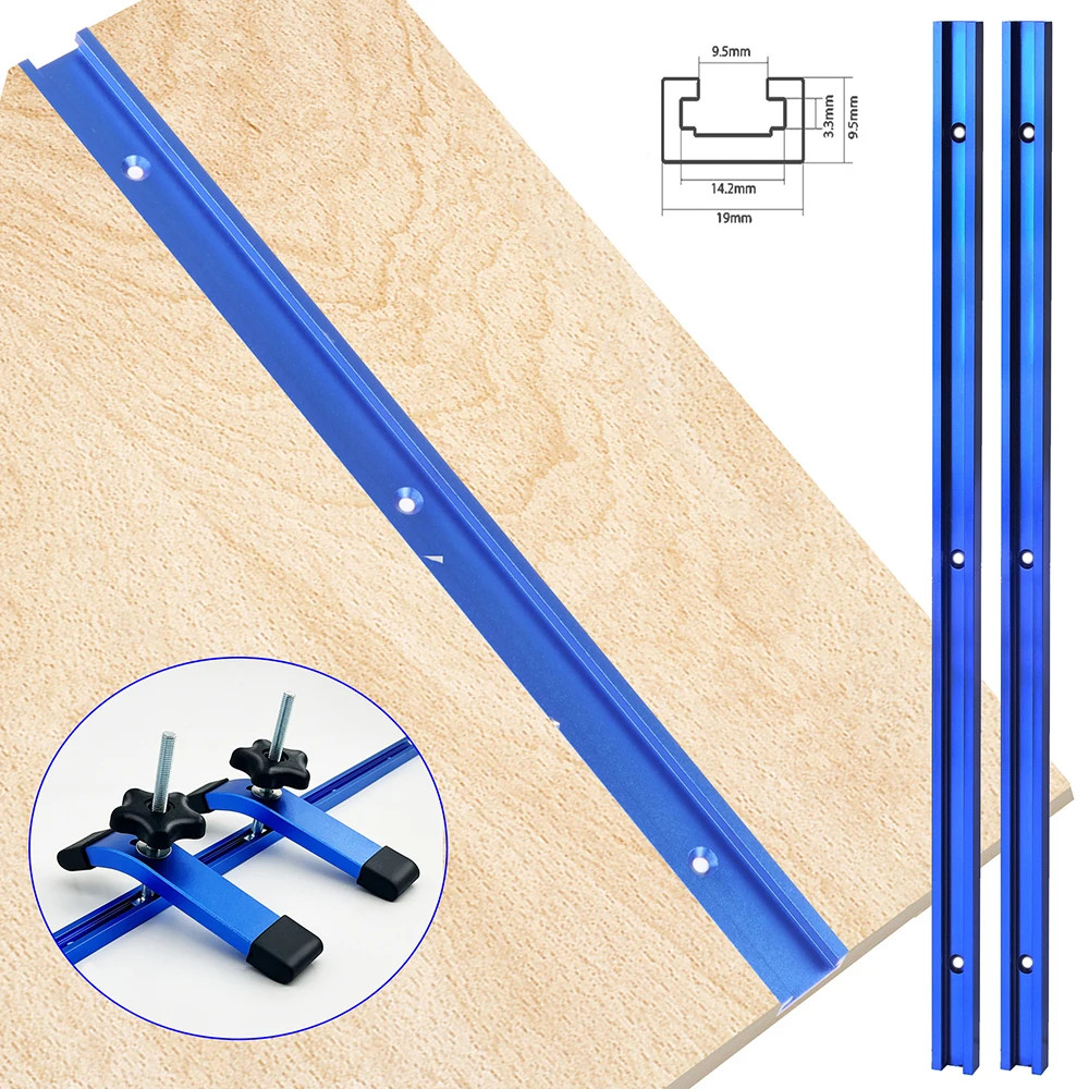 2Pcs 19T T-Track Aluminum Woodworking T-Slot Miter Track Jig Saw Router Table