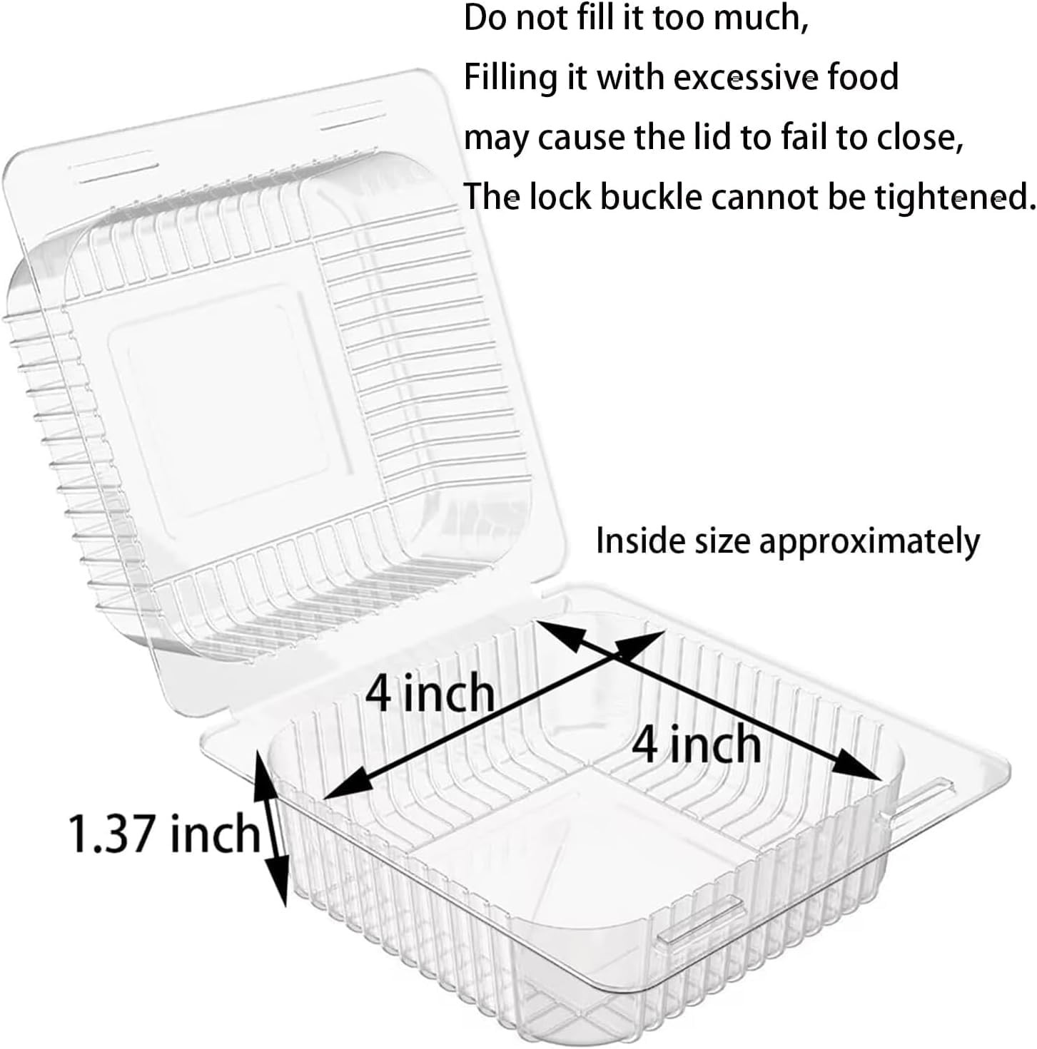 100 Pcs Clear Plastic Take Out Containers,Disposable Clamshell Dessert Container