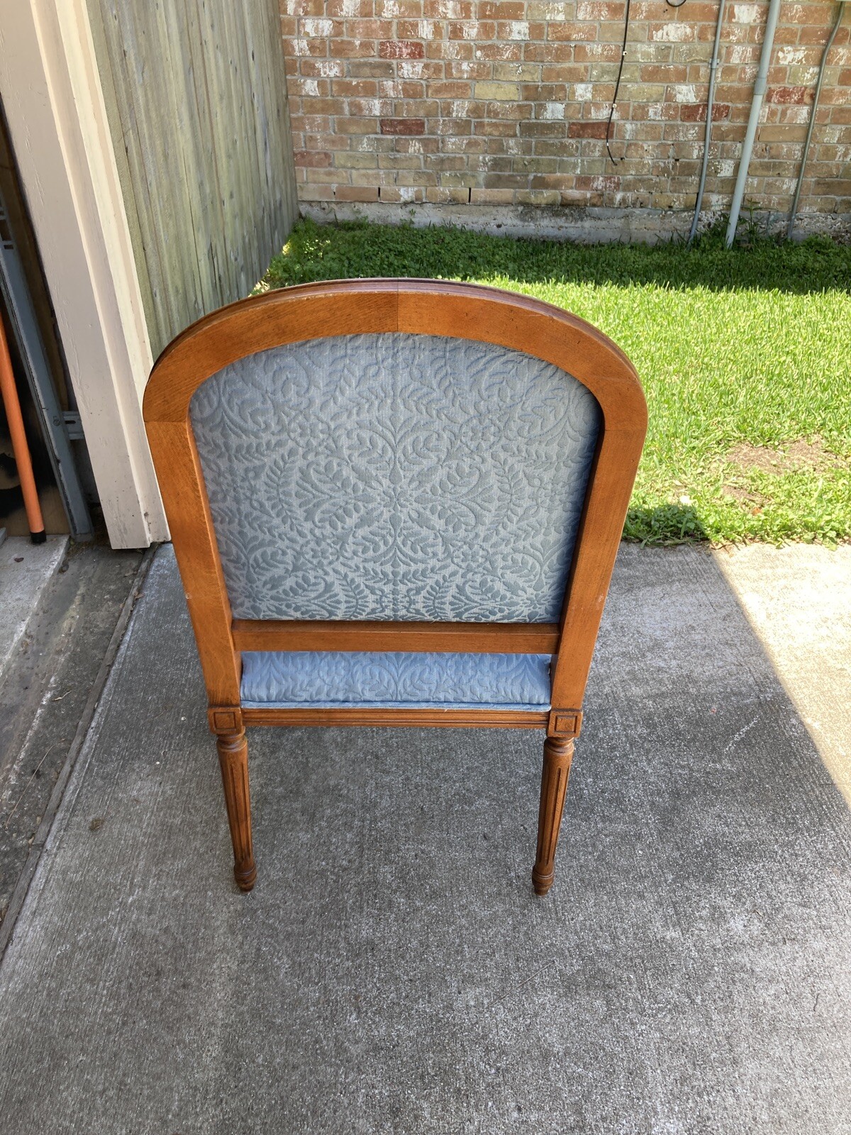 1 Louis XVI Blue Upholstery Arm Chairs. Nice.