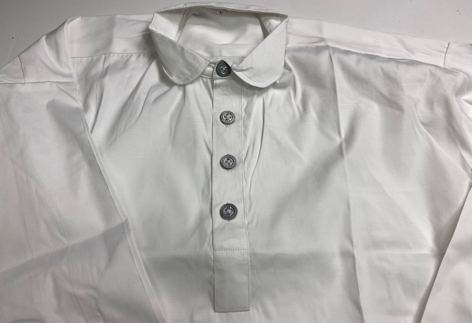 CIVIL WAR US UNION CSA CONFEDERATE FOUR BUTTON WHITE COTTON SHIRT-XLARGE