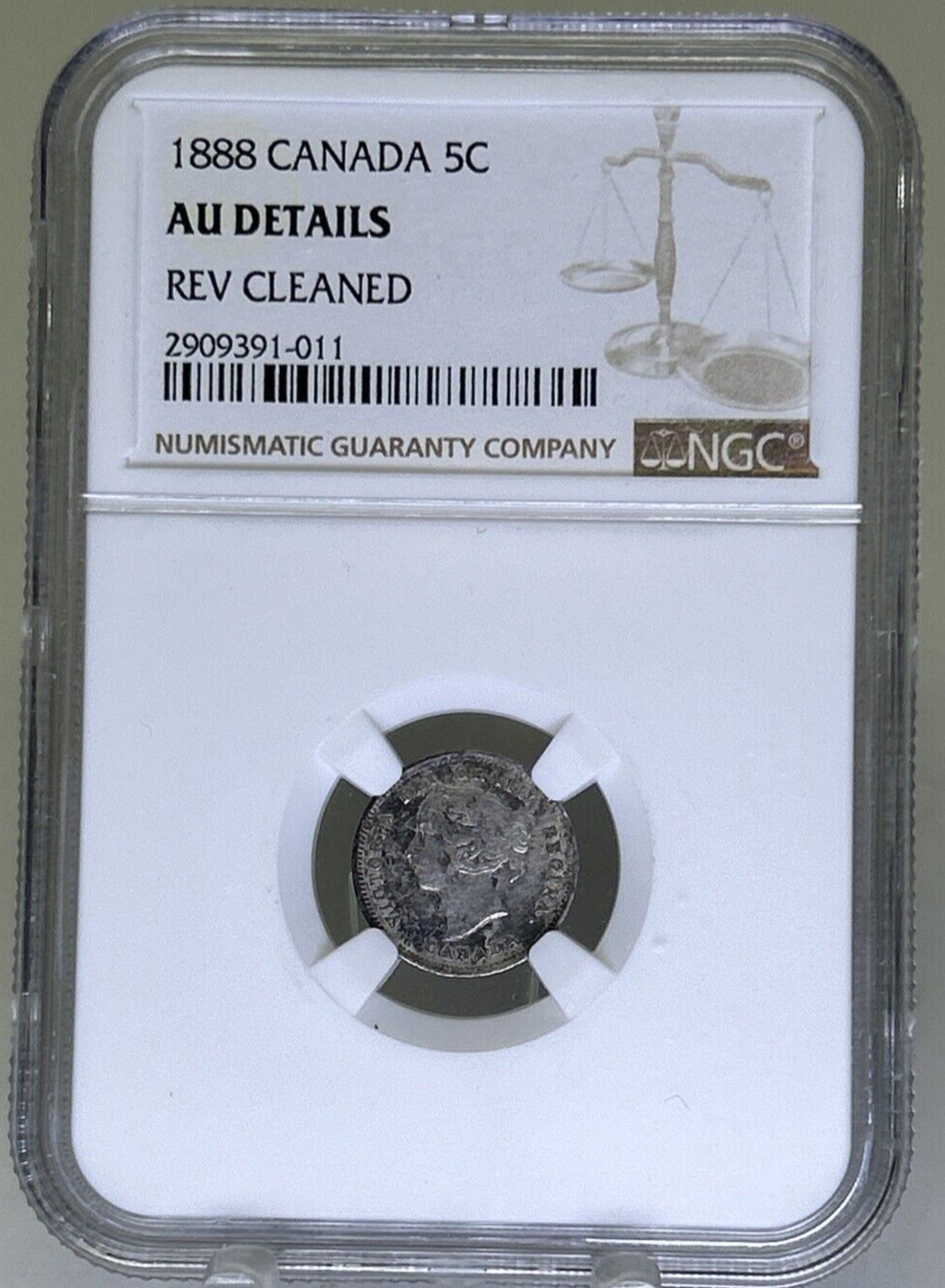 1888 Canadian 5c Five Cent NGC AU Details Rev Cleaned