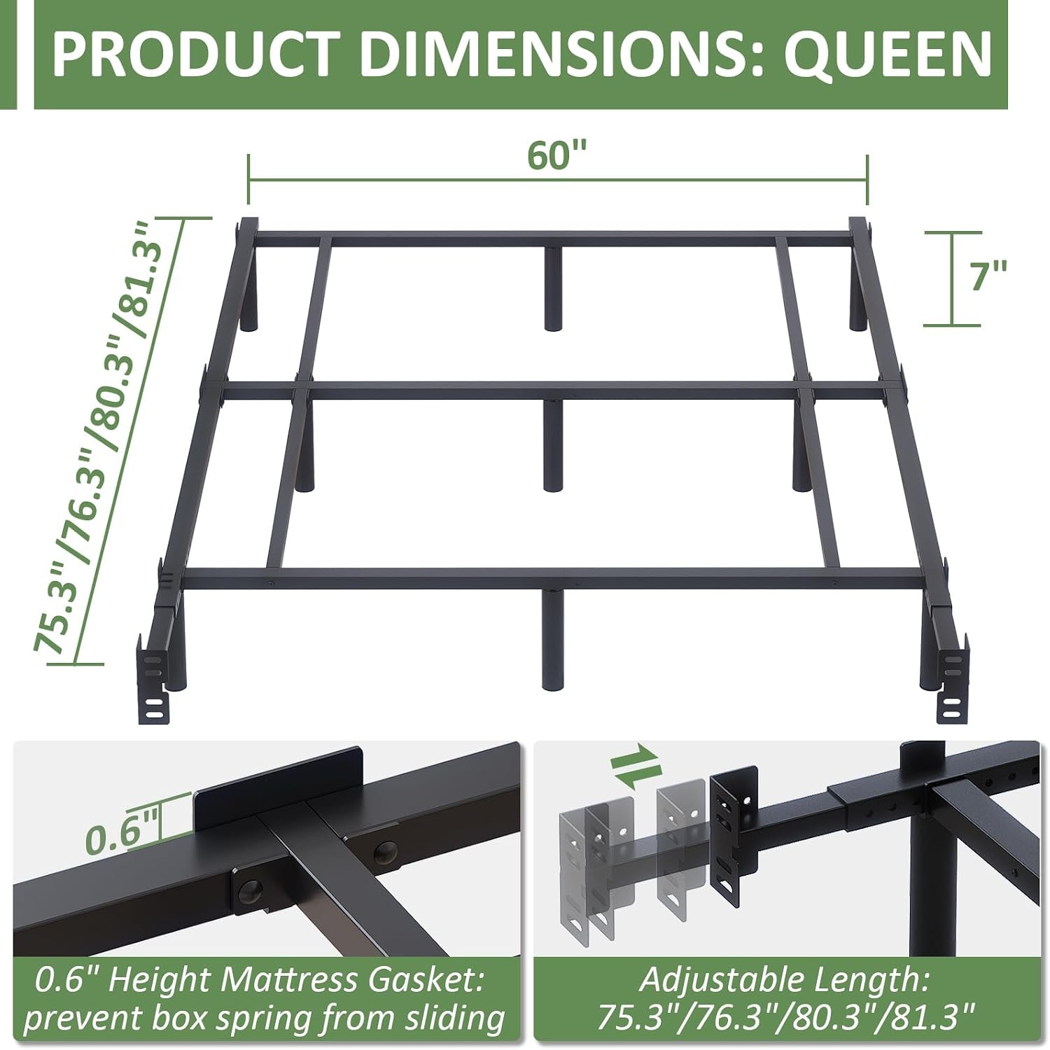 Queen Metal Bed Frame 7 Inch Low Heavy Duty Platform Bed Frames Queen Size