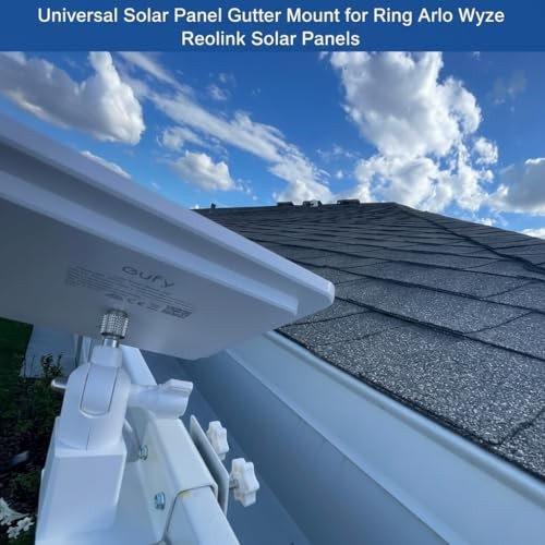 Universal Solar Panel Gutter Mount for Ring Arlo Eufy Wyze Reolink Solar White