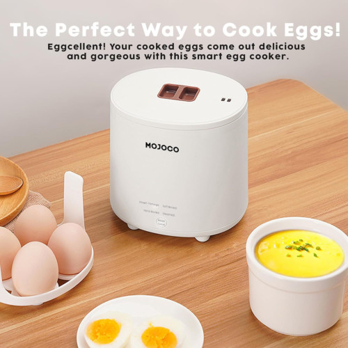 Mojoco Rapid Egg Cooker - Mini for Steamed, Hard Boiled, White