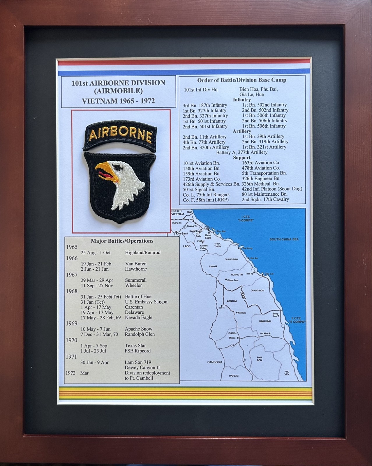 101st Airborne Division, Vietnam, 11" x 14" with  Black Matting