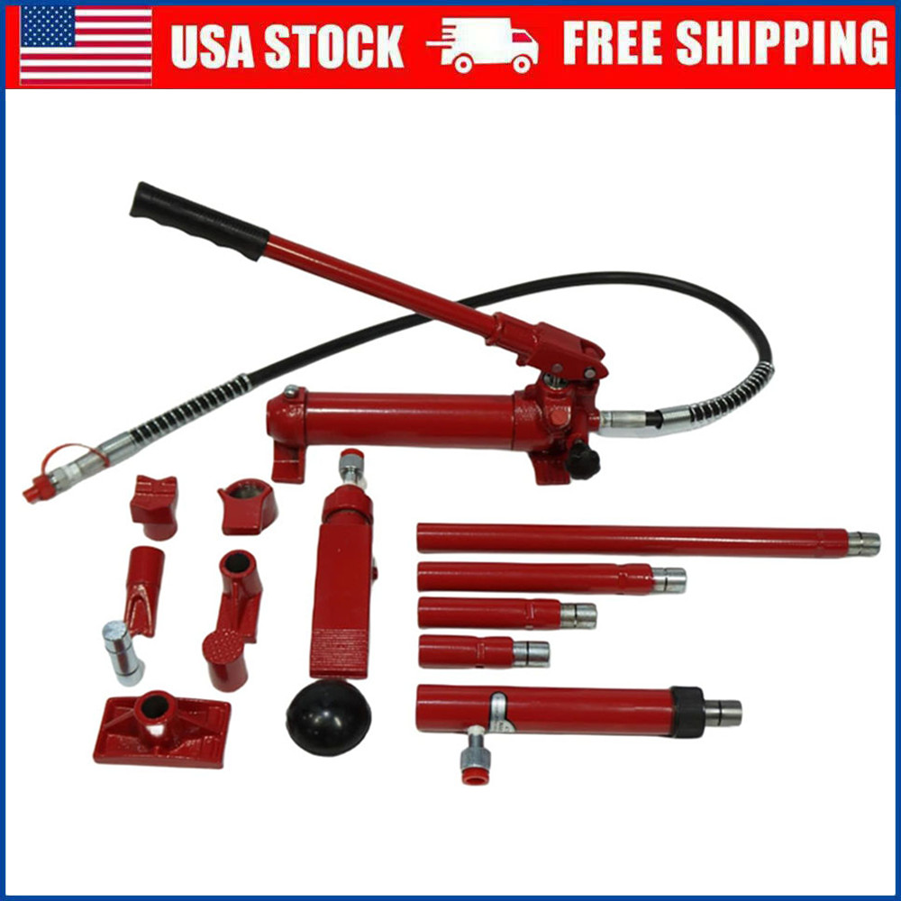 10 Ton Porta Power Hydraulic Jack Body Frame Repair Kit Auto Shop Set w/ Case