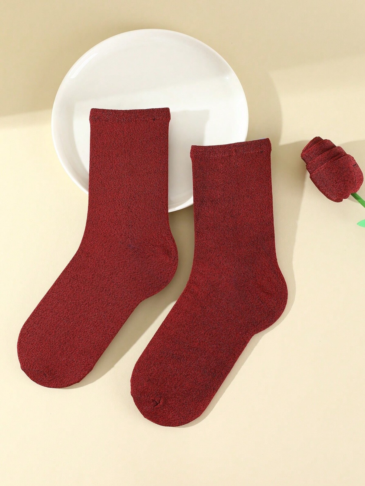 1 Pair Unisex Crew Socks With Unique Rose Flower Gift Box, Valentines Gift