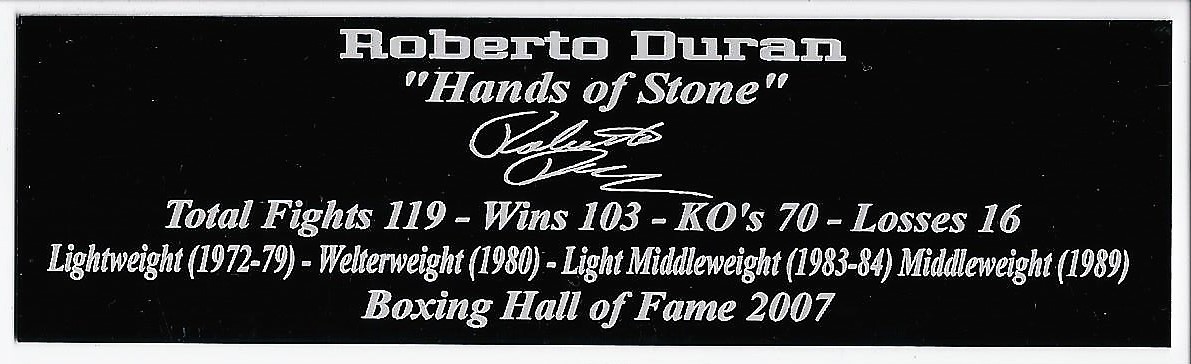 Roberto Duran Autograph Nameplate Boxing Autograph Jersey Photo Boxing Glove