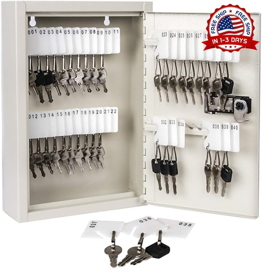 Caja de almacenamiento para llaves con código, 40 llaves, blanca