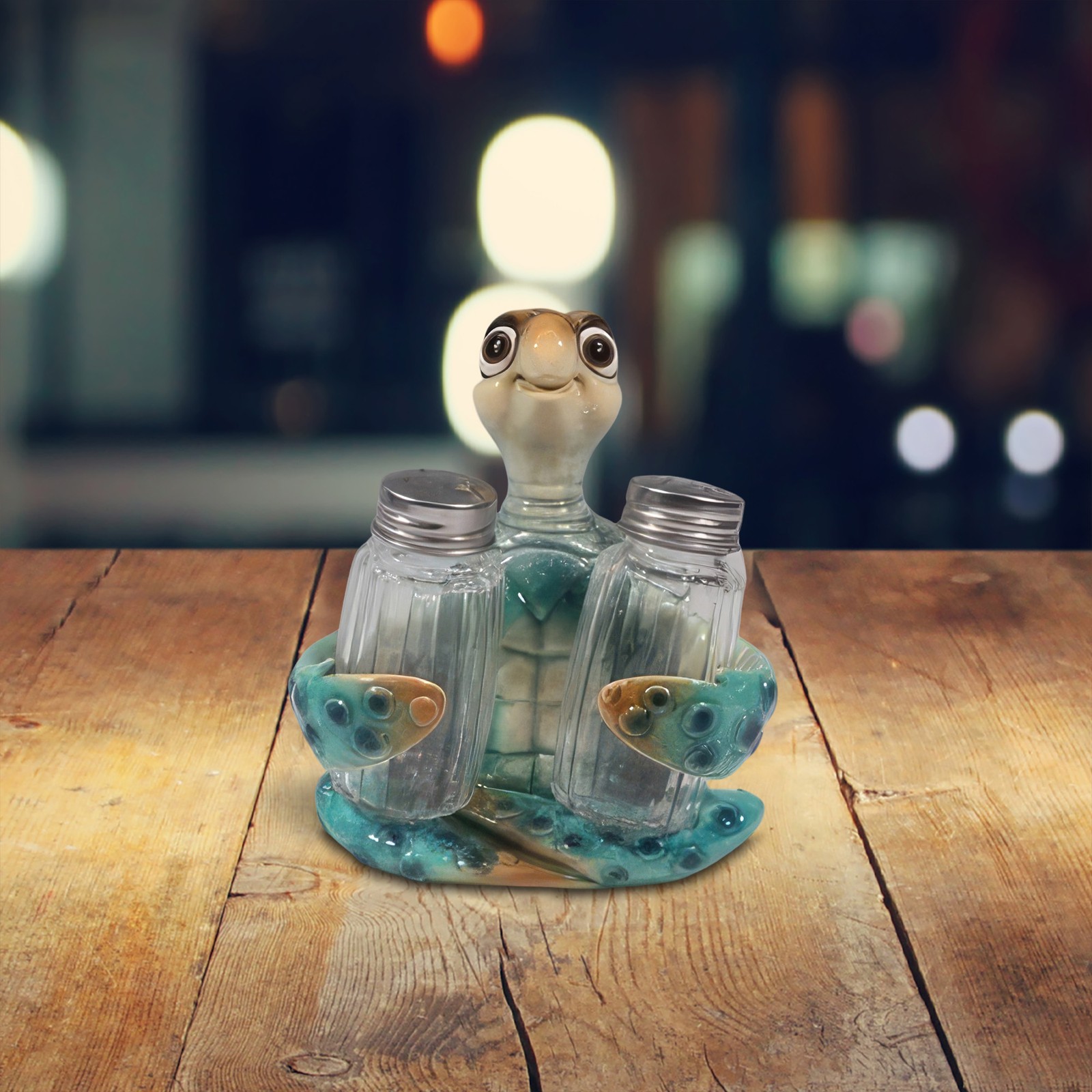 5.5"H Blue Sea Turtle Salt Pepper Shaker Holder Ornament Home Decor Unique Gift