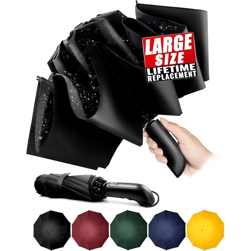 Compact Reverse Folding Windproof Umbrella Automatic Travel Ergonomic Handle New
