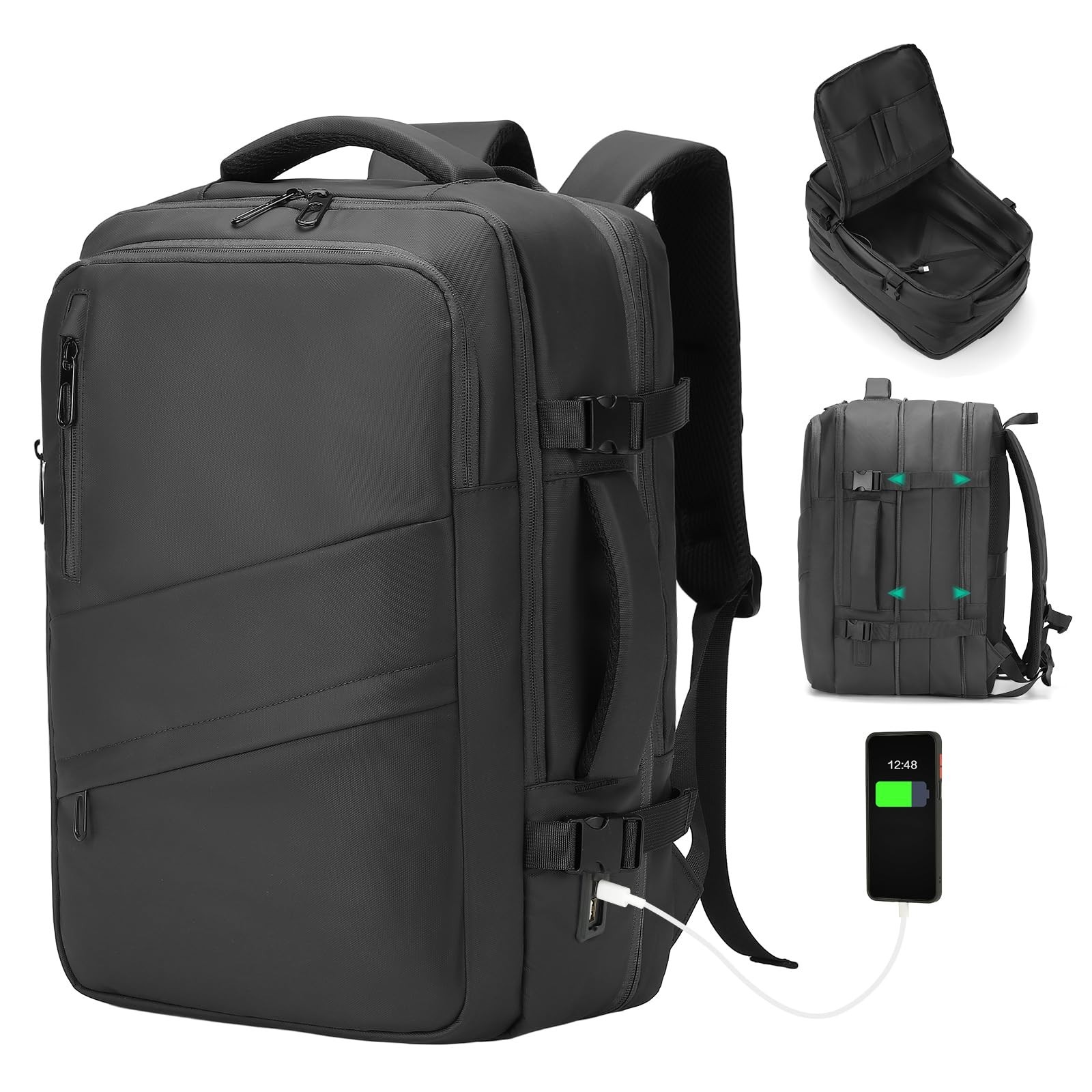 Travel Backpack for Men, 18 Inch Carry on Laptop Backpack with USB A/C Port, ...