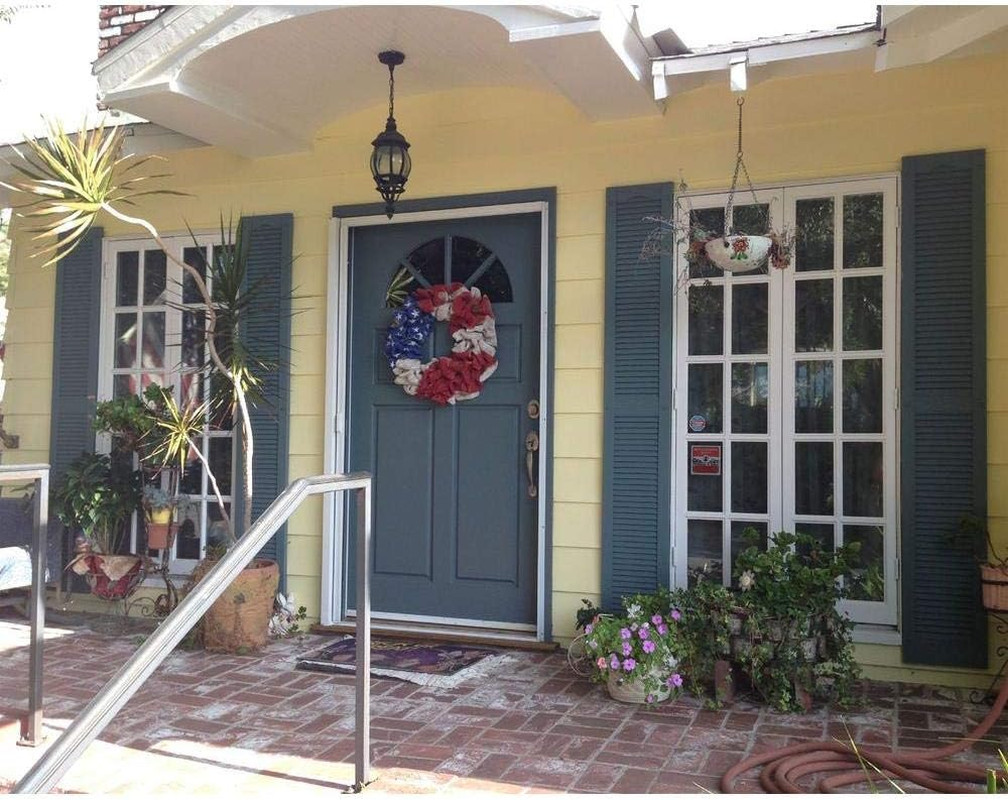 Vinyl Cathedral Top Shutters, 12"W x 55"H, Federal Brown, Pair with Hardware