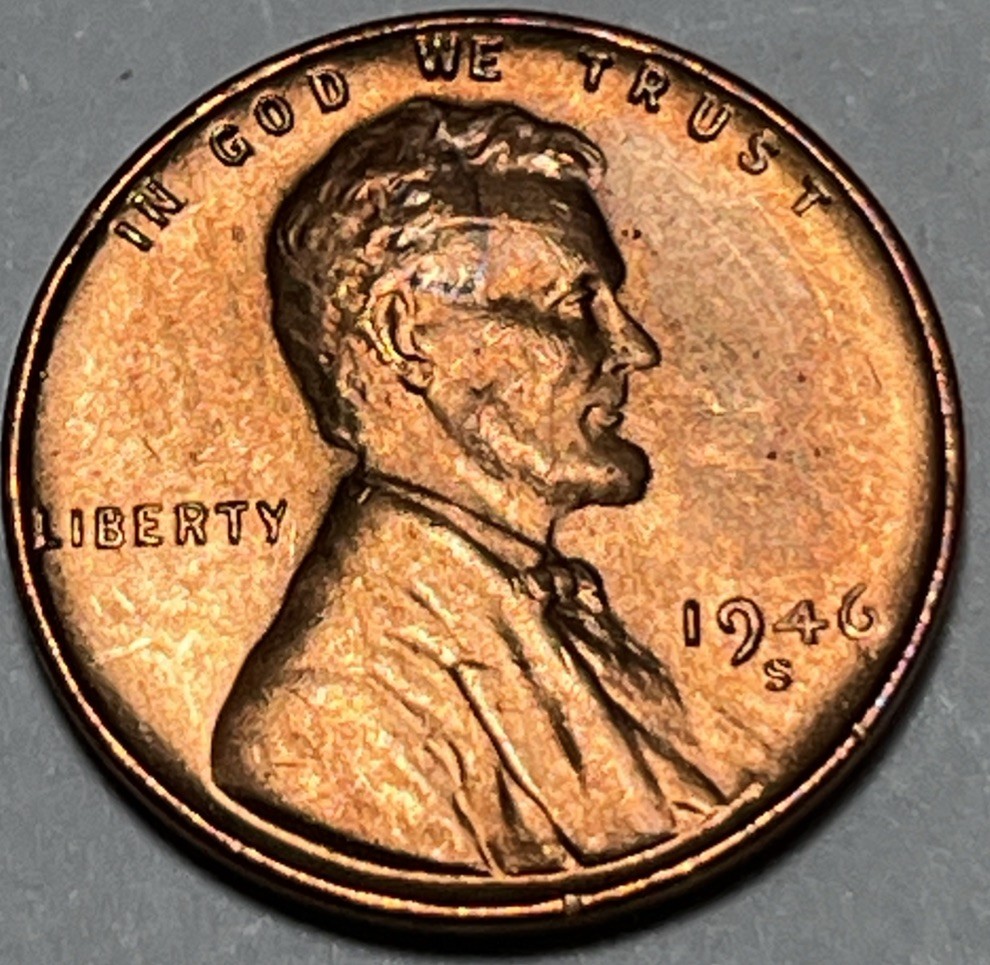 1946S Lincoln Wheat Penny Errors Large Die Clash Reverse Uncirculated #3
