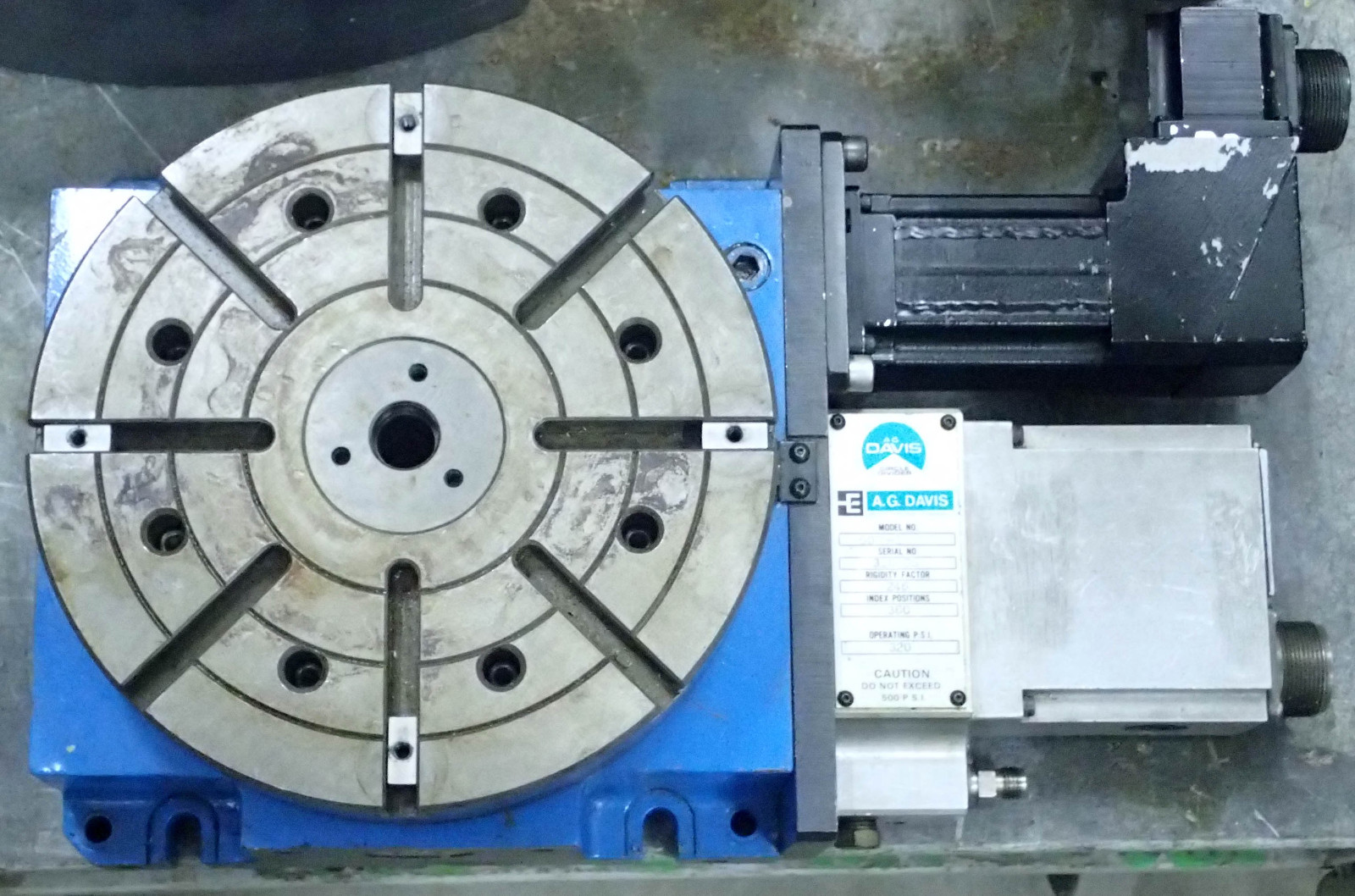 A.G. DAVIS 5029-10857 8.5" CNC ROTARY INDEX TABLE POS 360 320PSI + SERVO + CABLE
