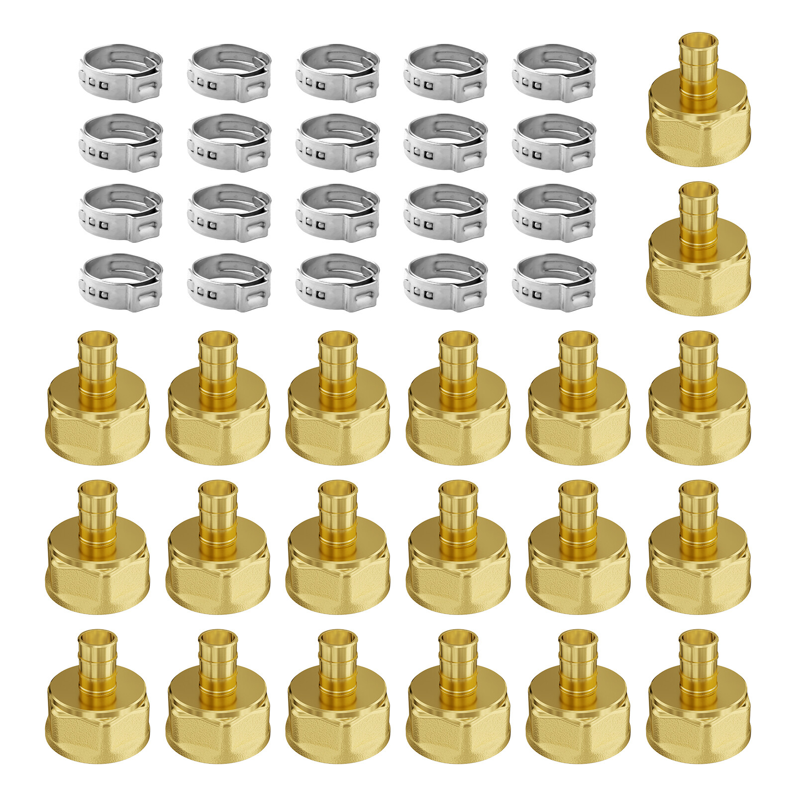 Pipe Fittings 1/2" 20PCS Brass Clamp-style 1/2 NPT Internal Thread for Air