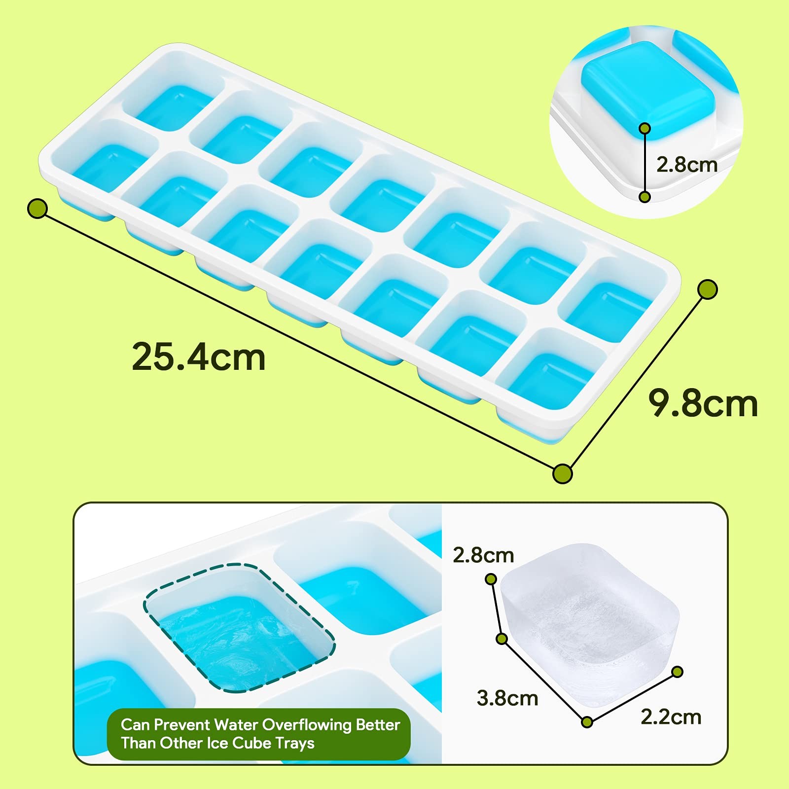 Ice Cube Trays 4 Pack Silicone With Removable Lid Easyrelease Flexible 14cube Tr