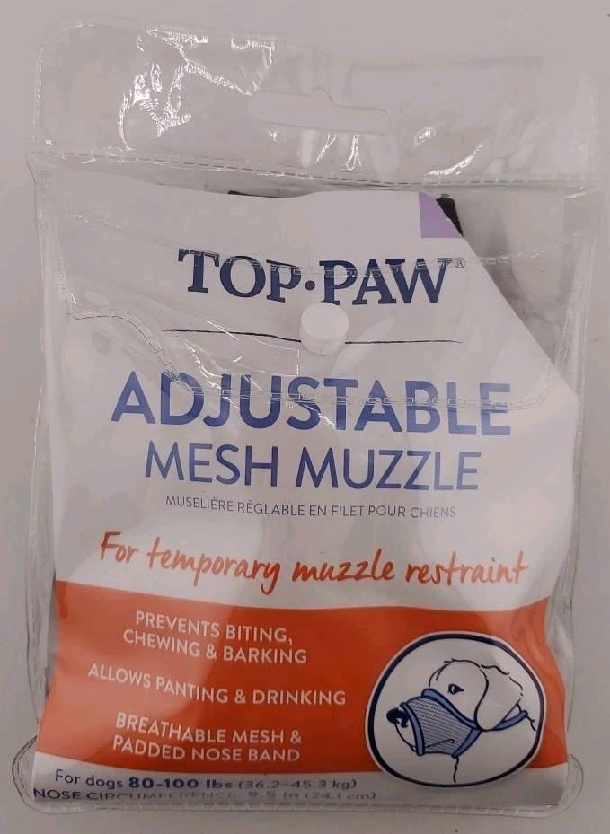 Top-Paw Adjustable Mesh Muzzle XLarge BLACK Dogs/Puppies 80-100 Lbs.