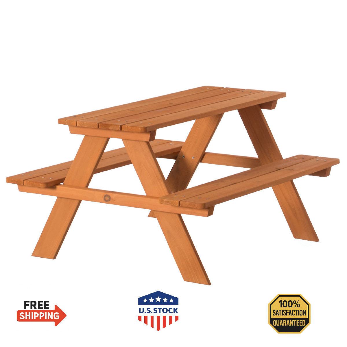 Gardenised, Stained Wooden Kids Outdoor Picnic Table for Garden and Backyard (QI
