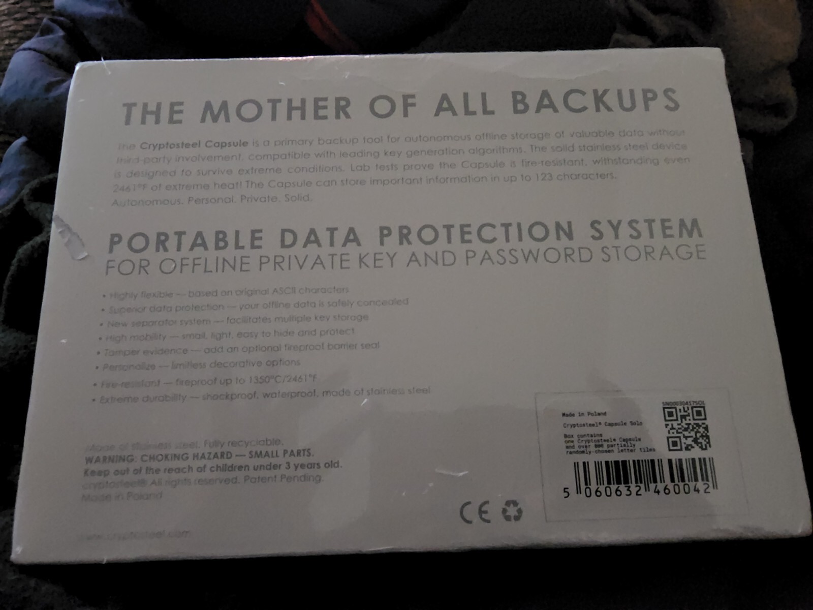 Cryptosteel Capsule Solo Cryptocurrency The Mother of all Backups. 