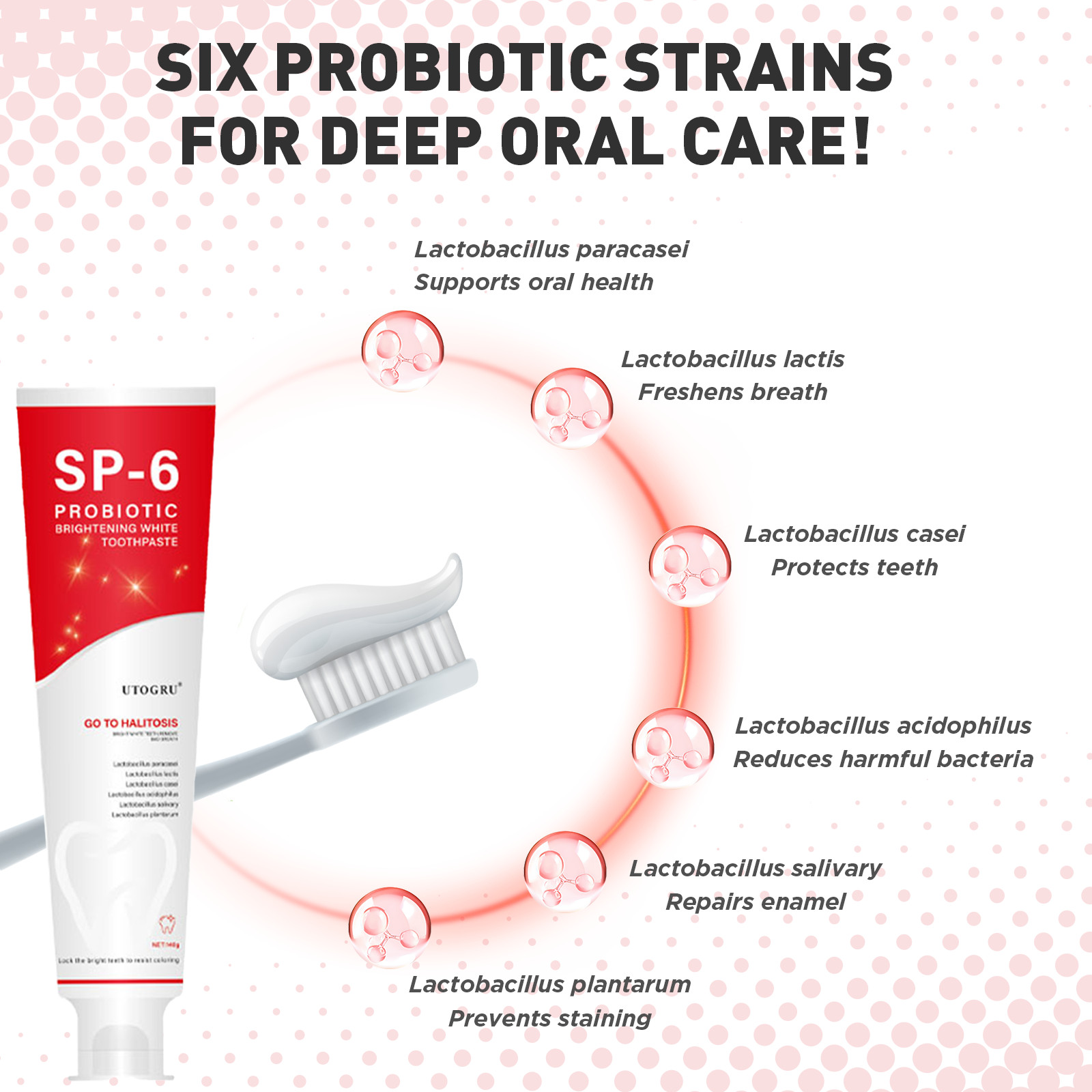 SP-6 Probiotic Toothpaste 7.5% Hap Nano Hydroxyapatite Toothpaste Deep Clean