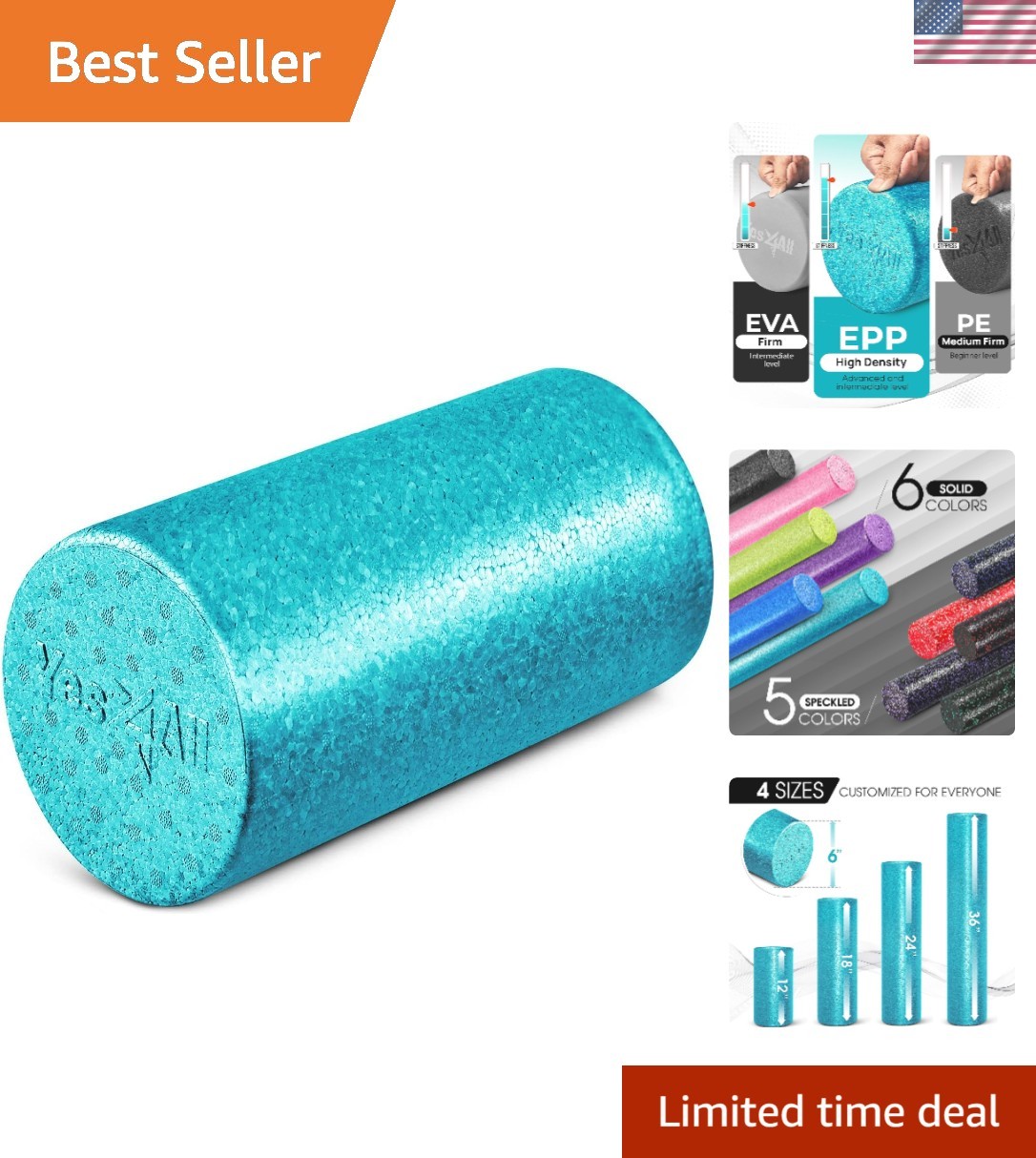 High-Density EPP Round Back Roller Foam, Exercise Foam Roller for Yoga, Pilat...
