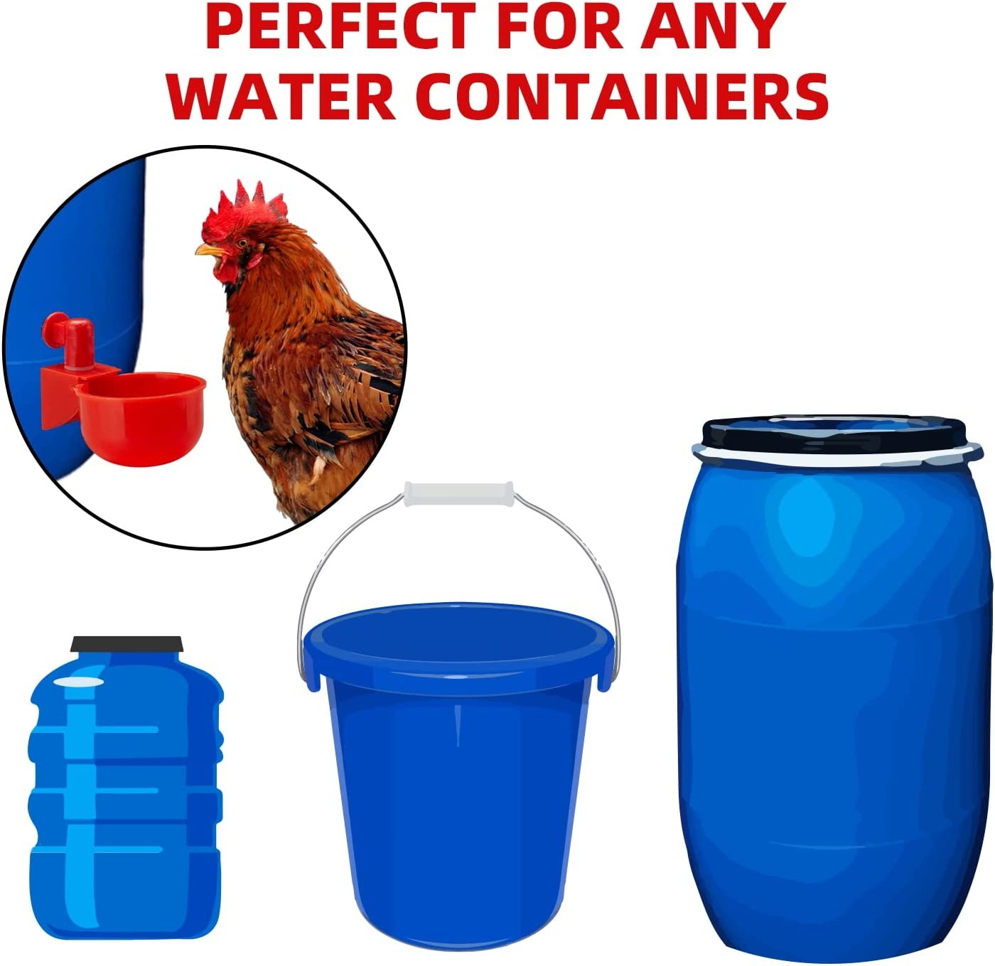 6PCS Automatic Poultry Drinking Cups Chicken Water Feeder Waterer Cups For Hens